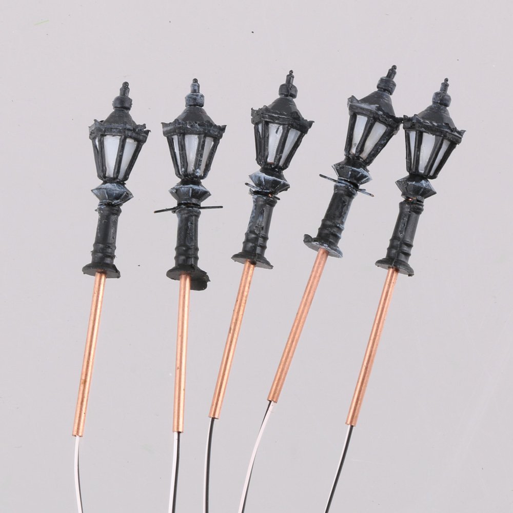 10PCS 1:300 Scale LED Courtyard & Street Lamps for Model Railways - Perfect for Miniature Train Layouts, Dioramas, and City Scenes