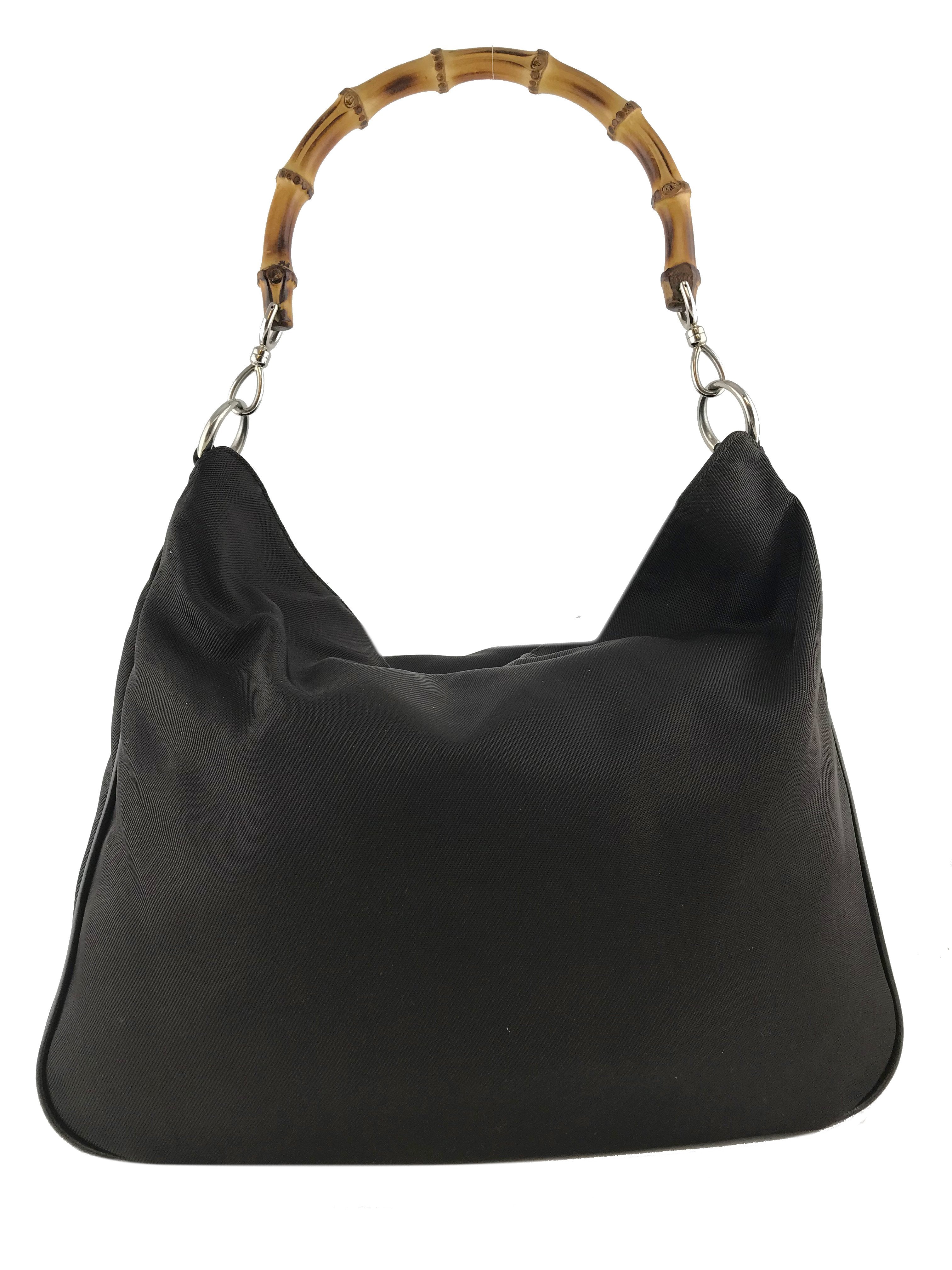 Vintage Gucci Nylon Hobo Bag with Bamboo Handle - Stylish Crossbody Purse for Women, Perfect for Casual Outings & Travel Accessories