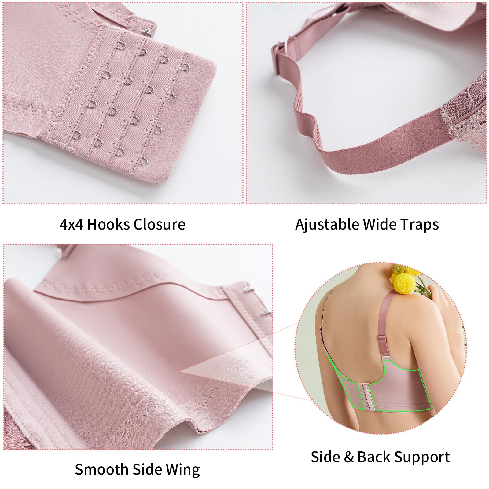 Baetty Wireless Bras for Women - No Underwire, Unpadded Full Coverage Comfort Bra 4548 | Perfect for Everyday Wear, Yoga & Lounge