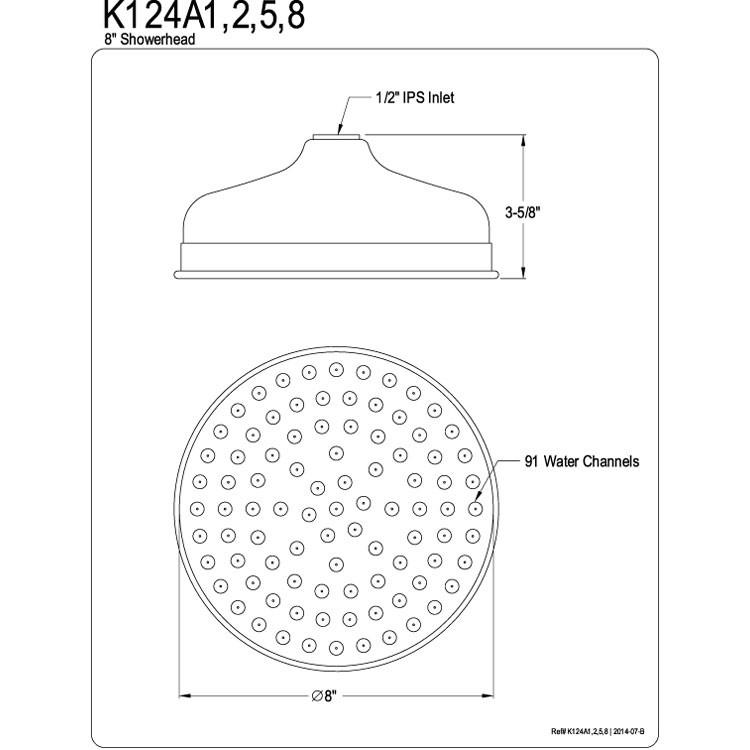 Oil Rubbed Bronze 8-Inch Large Rain Shower Head K124A5 - Luxury Bathroom Fixture for Spa-Like Shower Experience