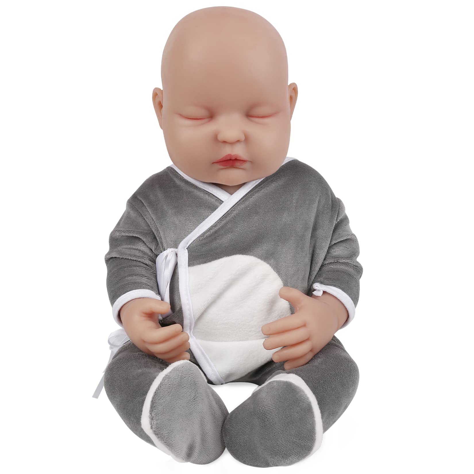 Vollence 18 Inch Realistic Solid Silicone Baby Doll for Boys - Lifelike Sleeping Full Body Reborn Doll with Closed Eyes, Soft & Safe for Kids - Perfect for Gift Giving, Nursery Decor, and Role Play