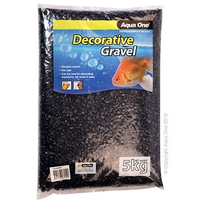 Aqua One Black Aquarium Gravel - 5KG for Fish Tank, Planted Aquariums & Decorative Landscaping