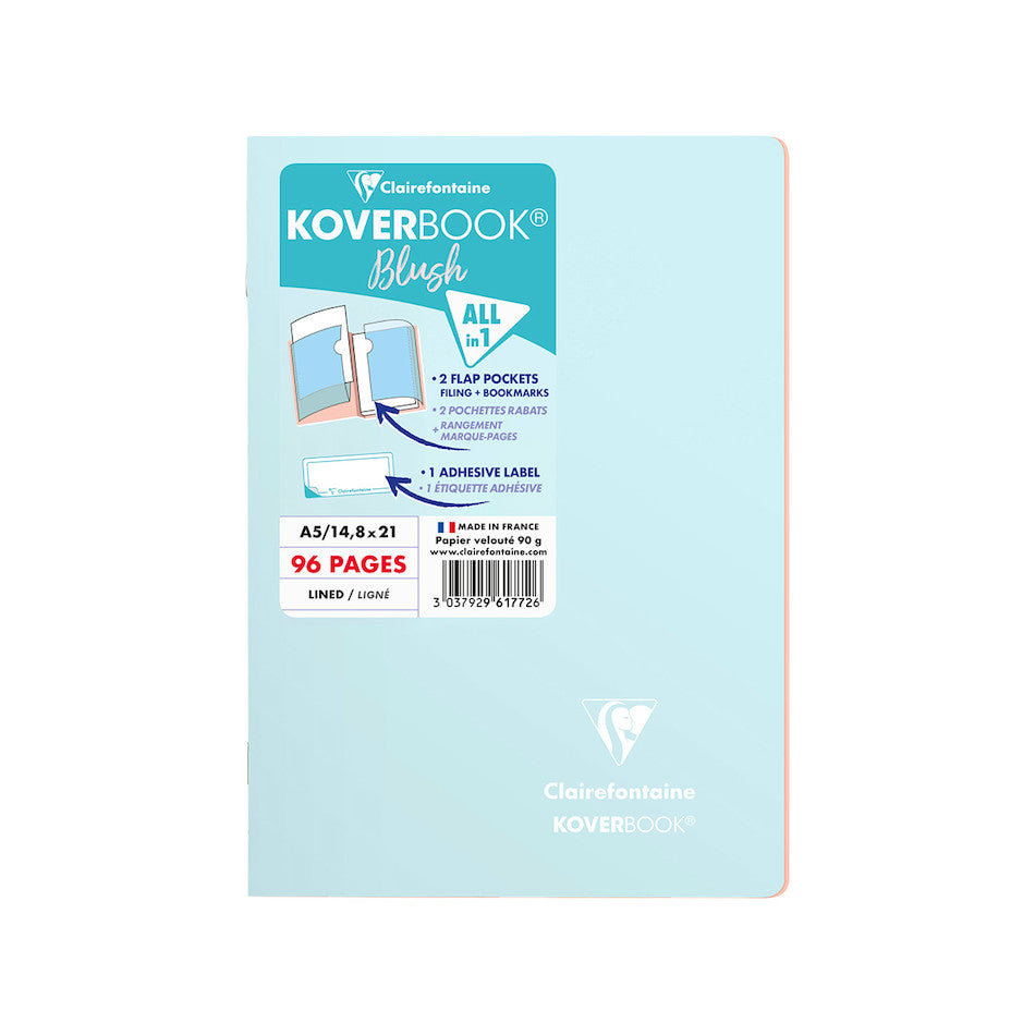 Clairefontaine Koverbook Blush Stapled Notebook A5 - 80 Sheets, 90g/m² Premium Paper for Writing & Sketching | Perfect for Students, Artists & Office Use