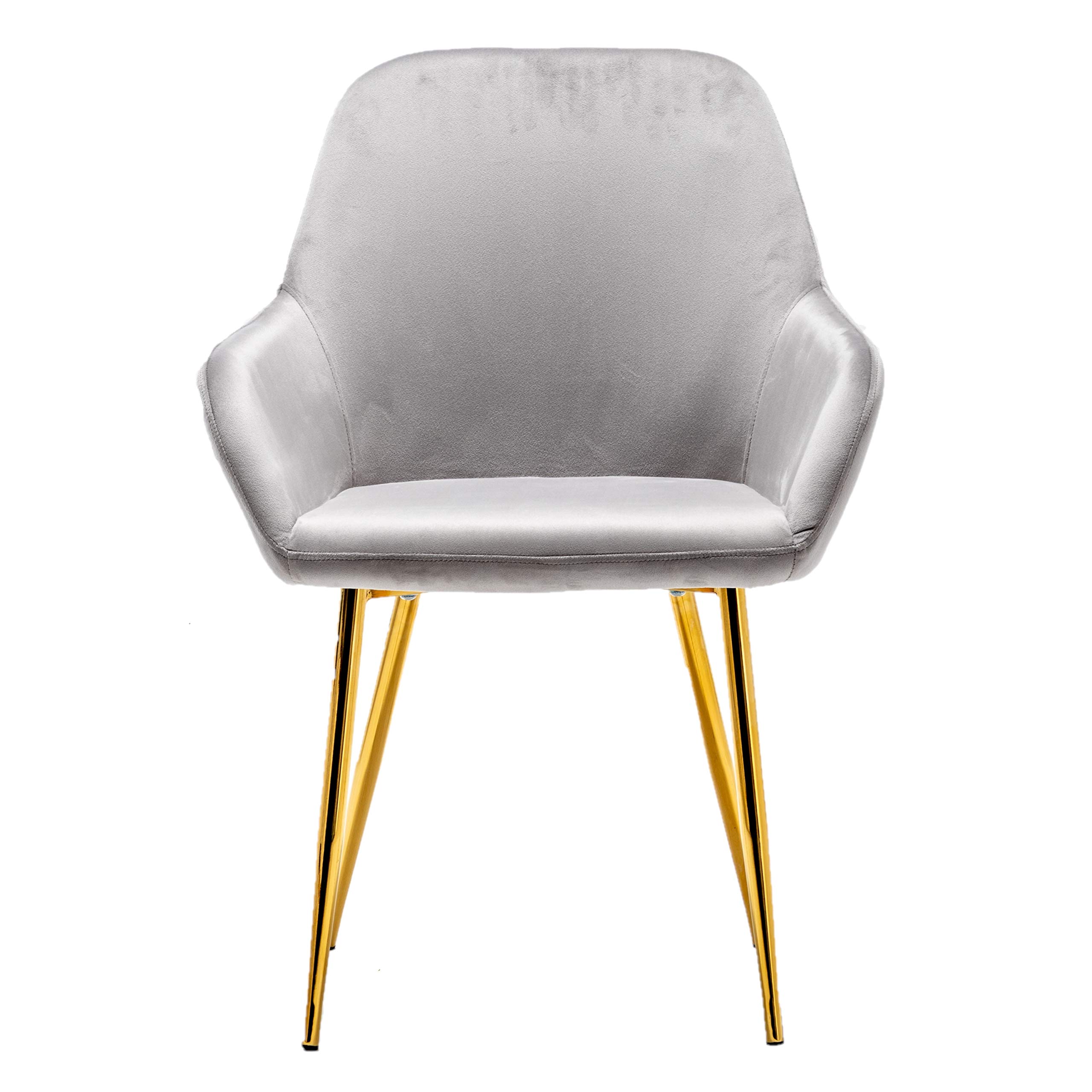 BTEXPERT Modern Golden Leg Dark Mid-Back Accent Chairs - Set of 2 Gray Velvet Upholstered Armchairs with Gold Plated Legs for Living Room, Dining Room & Lounge Areas - Perfect for Home Decor, Relaxation and Entertaining Guests