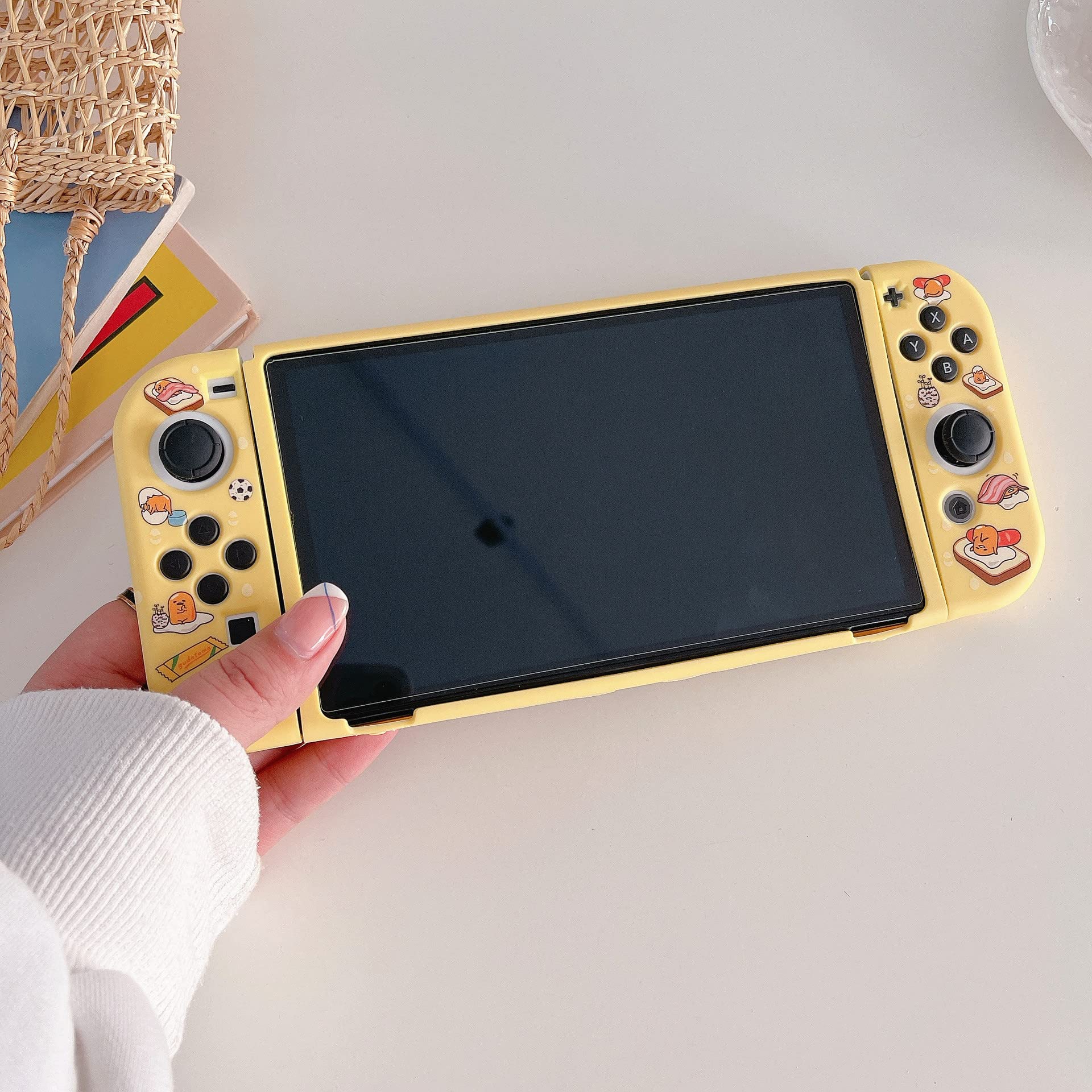 Stylish Nintendo Switch OLED Case - Dockable Soft TPU Cover with Ergonomic Grip for Joy-Con Controllers | Protective Gaming Accessory for Travel & Home Play