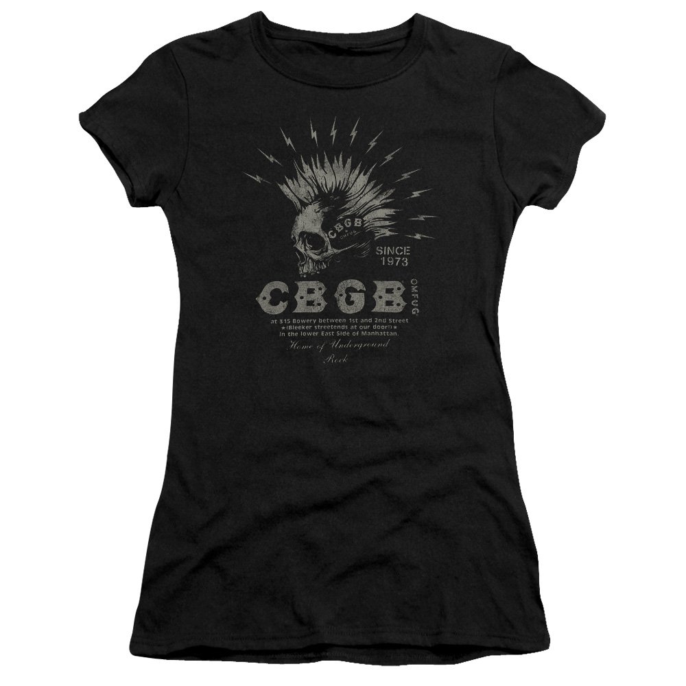 CBGB Electric Skull Junior's Sheer Cap Sleeve T-Shirt | Vintage Rock Band Tee for Women | Perfect for Concerts, Music Festivals & Casual Streetwear