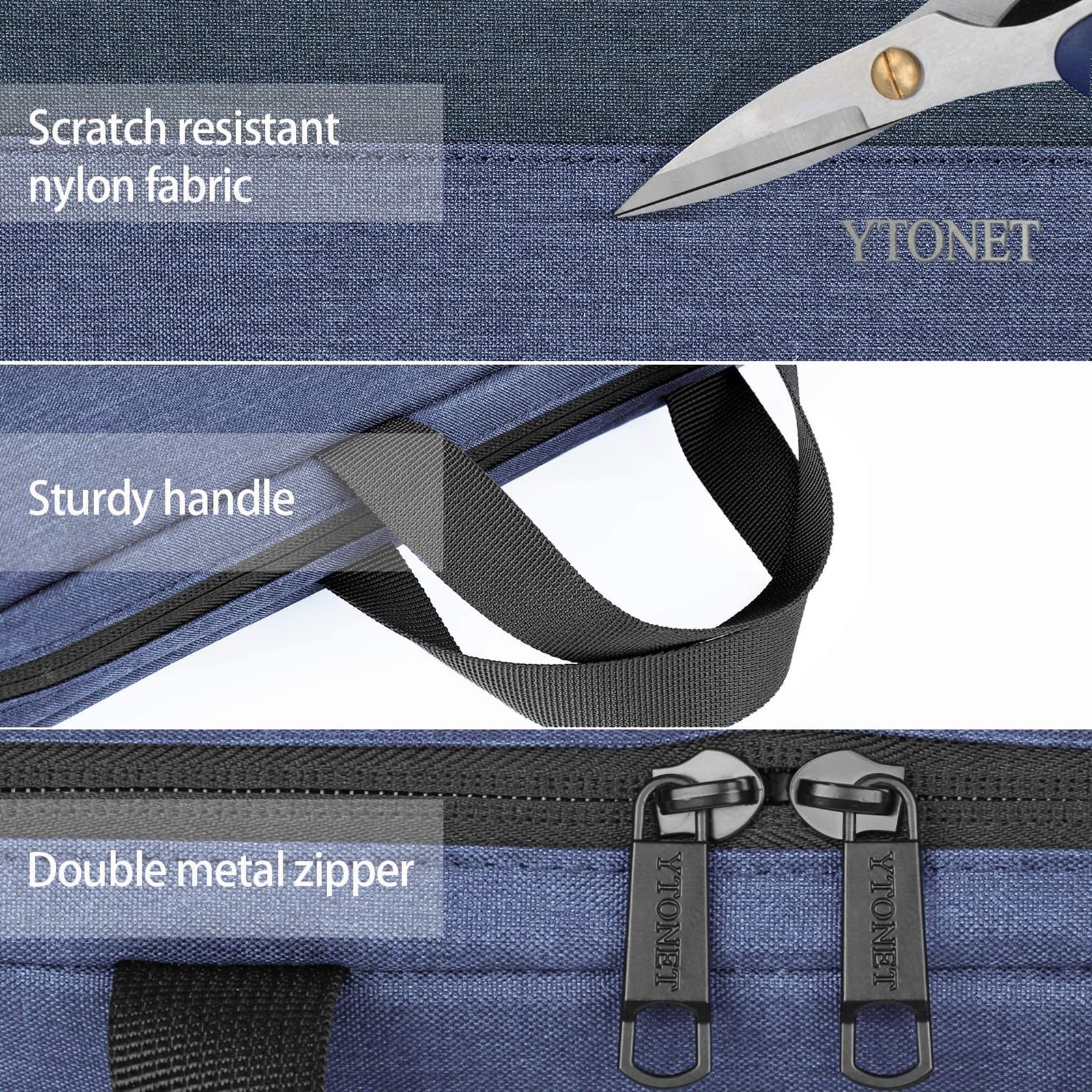 Ytonet 15.6 Inch Slim Water Resistant Laptop Sleeve Case - TSA Approved Protective Computer Bag with Handle for HP Dell Lenovo Asus Notebooks (Dark Blue) - Perfect for Travel, Work & School