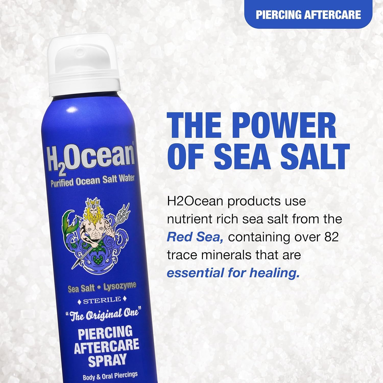 H2Ocean Piercing Aftercare Spray - Saline Wound Wash for Ear, Nose, Lip, Belly & Nipple Piercings - Sea Salt Cleaning Solution with Bump Treatment - 2 Pack - Perfect for New Piercing Care & Tattoo Aftercare