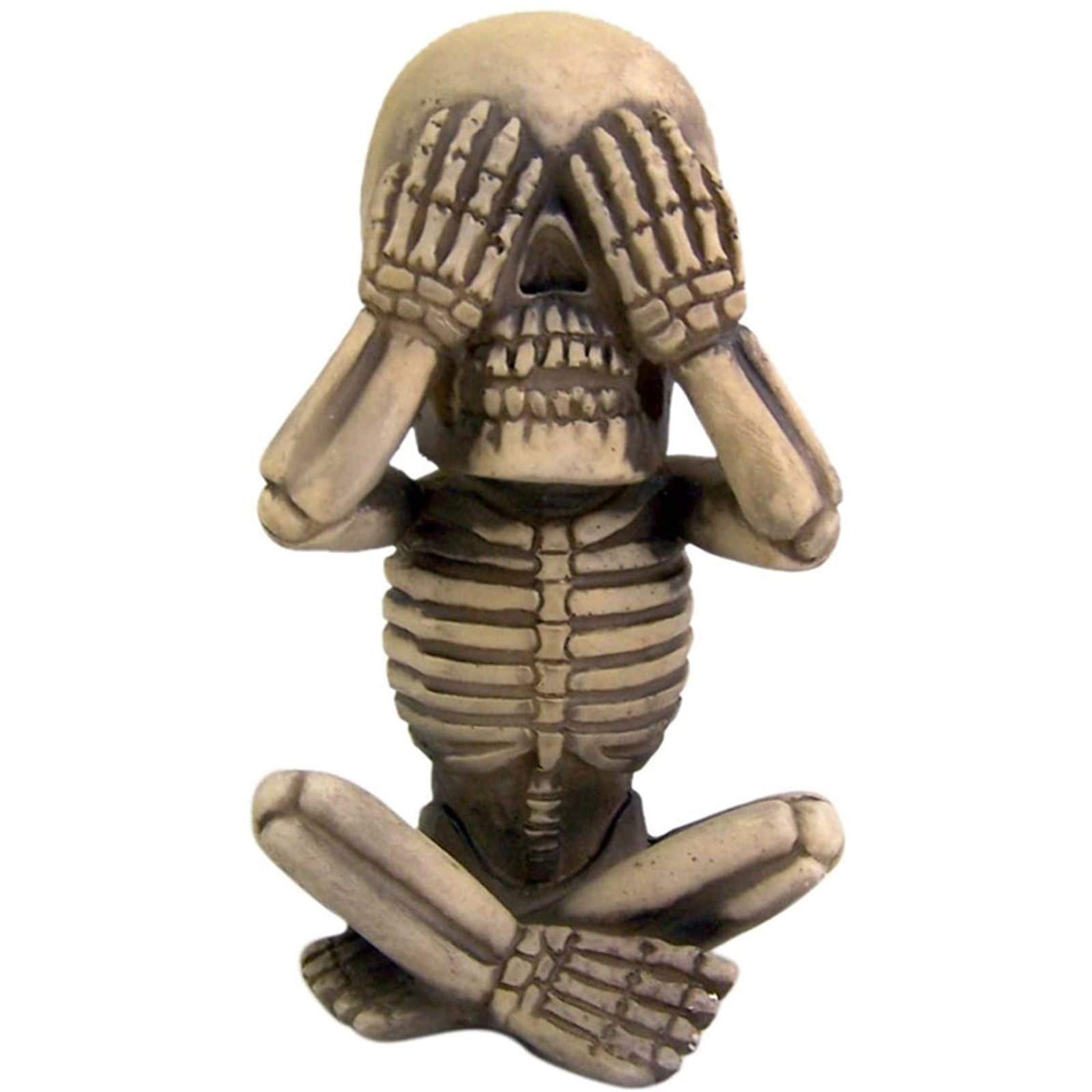 Pinklove Skeleton Figurines - Macabre See No Evil, Hear No Evil, Speak No Evil Mini Statues | Handmade Gothic Home Decor, Office Desk Ornaments & Car Air Vent Accessories | Perfect for Halloween Decorations, Gothic Room Themes & Unique Gift Ideas