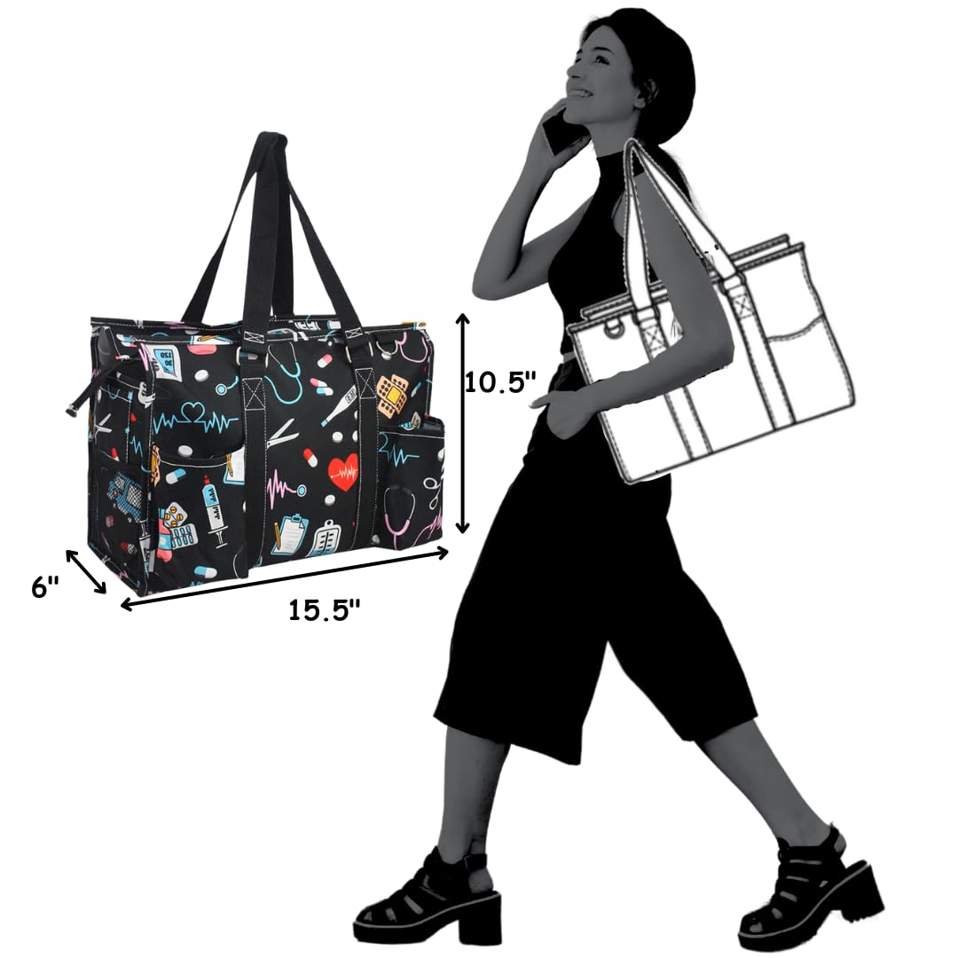 NGIL Waterproof Utility Tote Bag with Top Zipper Closure - Durable Work Tote for Women, Nurse Bag & Gym Essentials - Perfect for Office, Hospital & Fitness