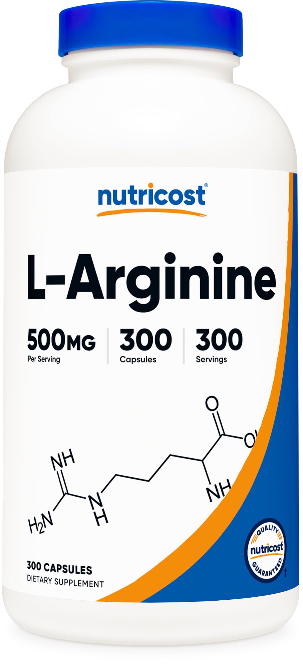 Nutricost L-Arginine 500mg, 300 Capsules - Gluten Free, Non-GMO Supplement for Heart Health, Blood Flow & Workout Performance - Supports Nitric Oxide Production & Muscle Recovery