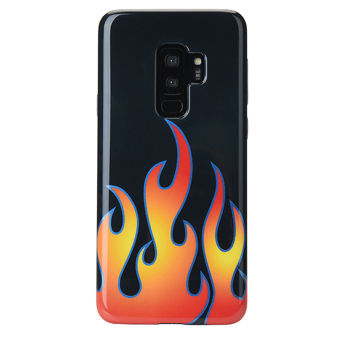 Blue Chrome Flames Samsung Galaxy Phone Case - Protective Cover for Galaxy S21/S20/S10 - Stylish & Durable for Everyday Use & Gaming