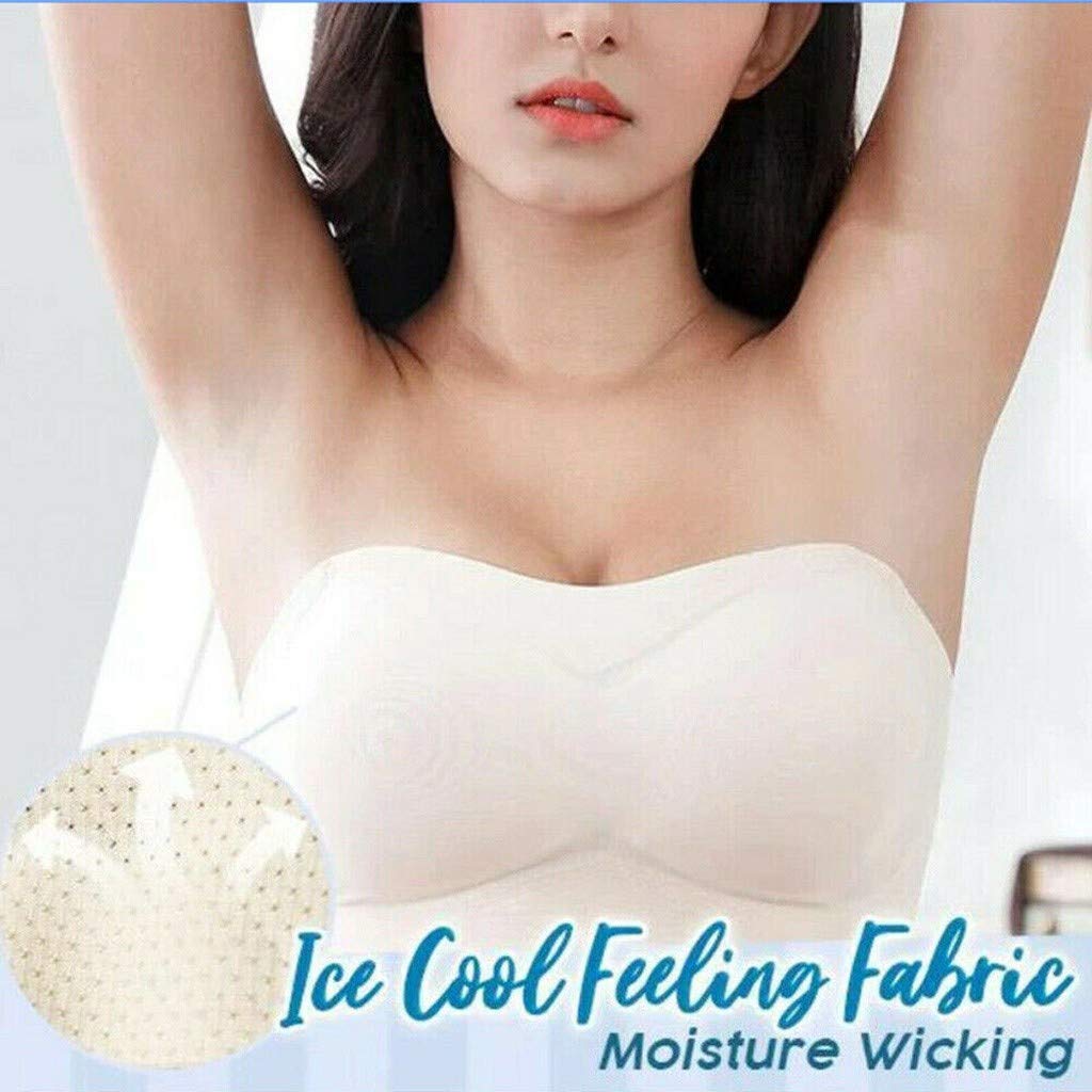 Strapless Ice Silk Bras for Women - Seamless Wrap Bra Tube Top with Removable Straps | Comfortable & Supportive for Daily Wear, Workout, Yoga & Sleep
