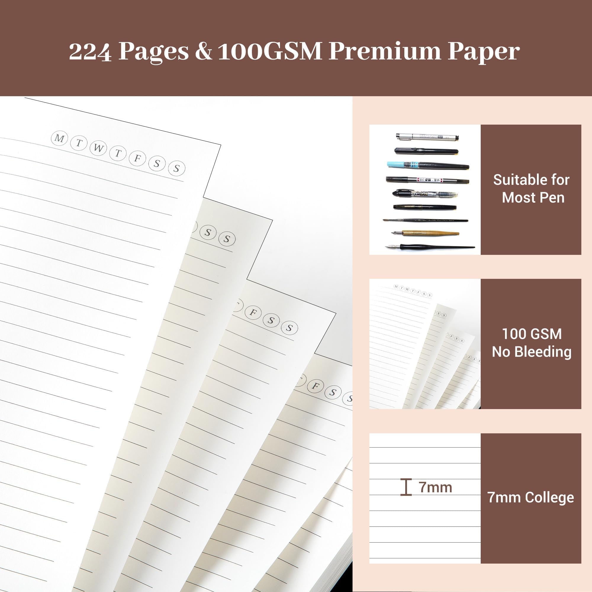 Premium Yoment Discbound Notebook - 224 Lined Pages, 5 Removable Dividers, Hardcover, College Ruled (6.3
