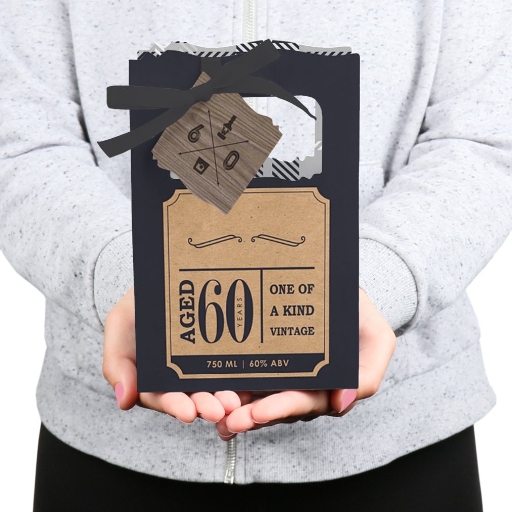Big Dot of Happiness 60th Birthday Party Favor Boxes - Set of 12 Milestone Celebration Decorations for Anniversary, Retirement & Special Occasions