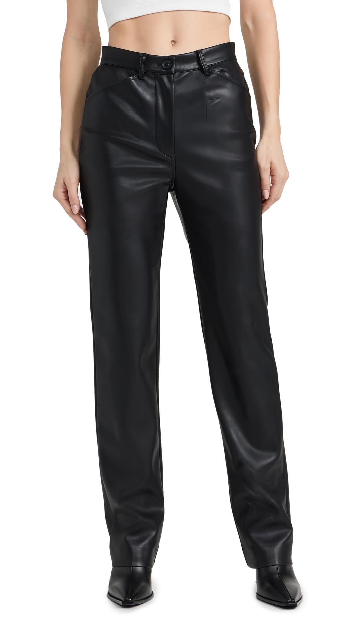 Susana Monaco Women's Faux Leather Pants with 4 Pockets - Stylish Stretch Trousers for Work, Office & Casual Wear