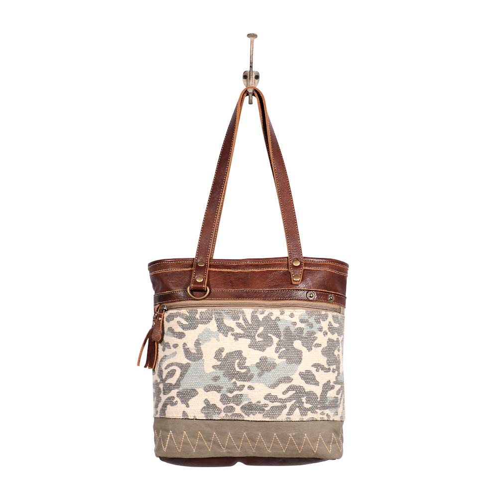 Myra Bags Writer Canvas & Leather Rug Tote Bag S-1958 - Stylish Durable Carryall for Work, Travel & Everyday Use