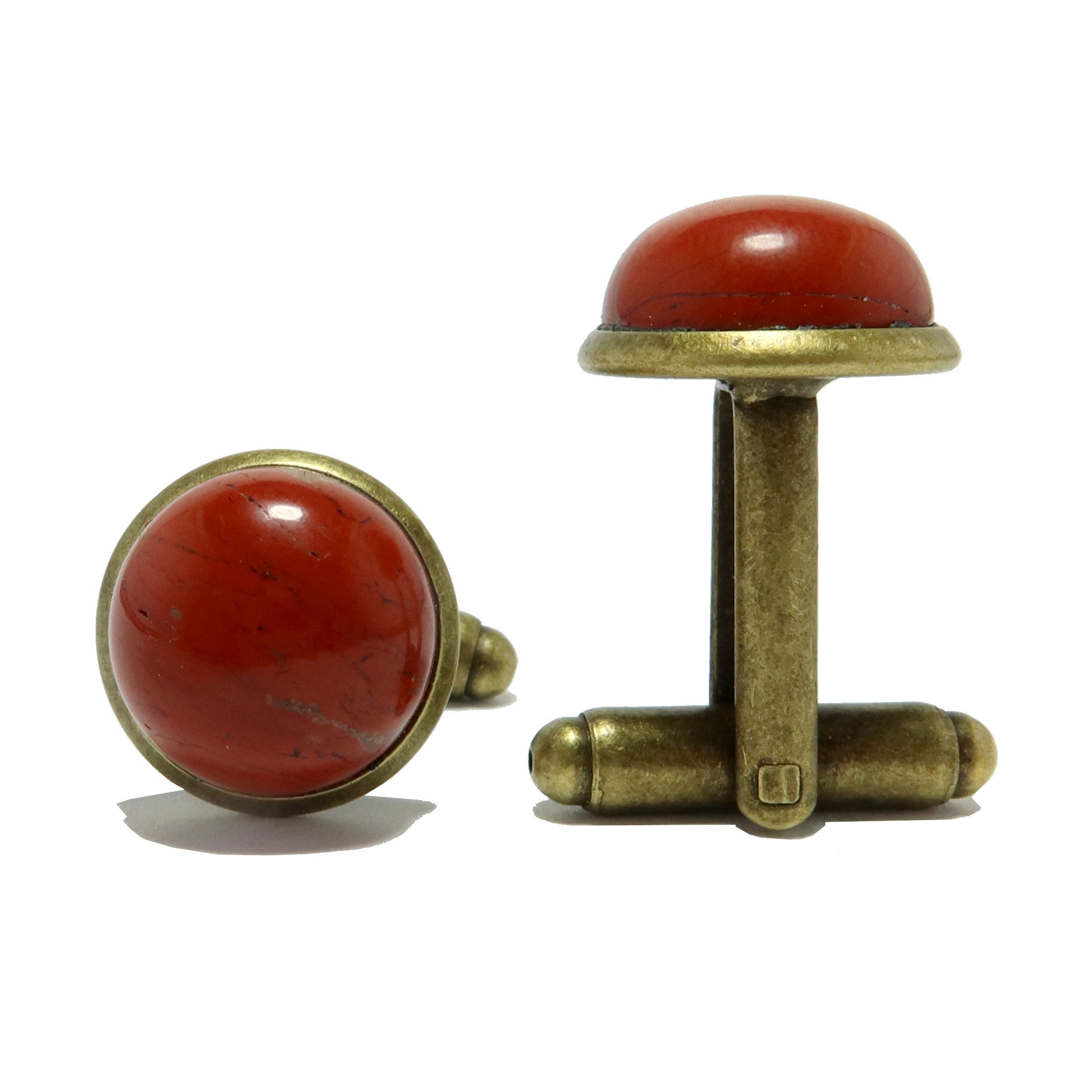 Red Jasper Cufflinks for Men - Natural Energizing Stone Jewelry in Antiqued Bronze Finish - Perfect for Weddings, Business Meetings & Formal Occasions