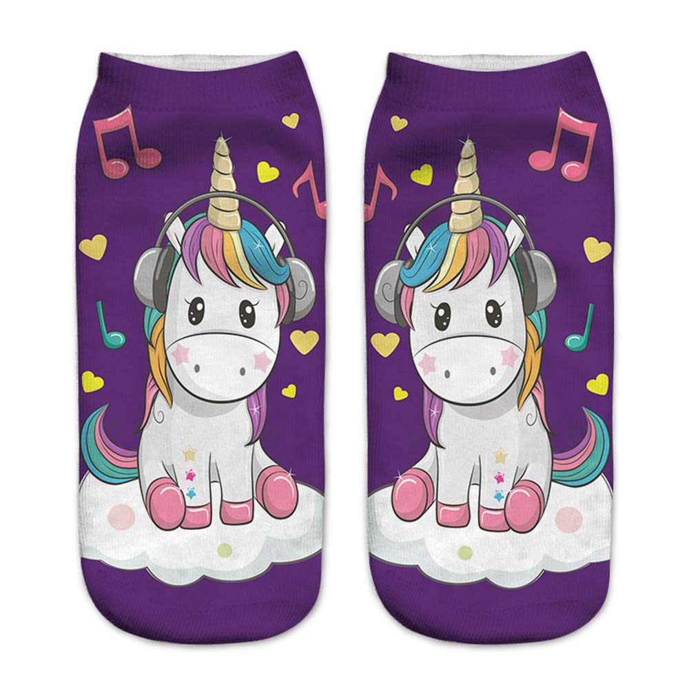 Benefeet Women's Funny Sloth & Unicorn Ankle Socks - 3D Printed Novelty Low Cut Socks for Women - Perfect Gift for Girls, Crazy & Cute Socks for Work, Gifts, Parties & Everyday Wear