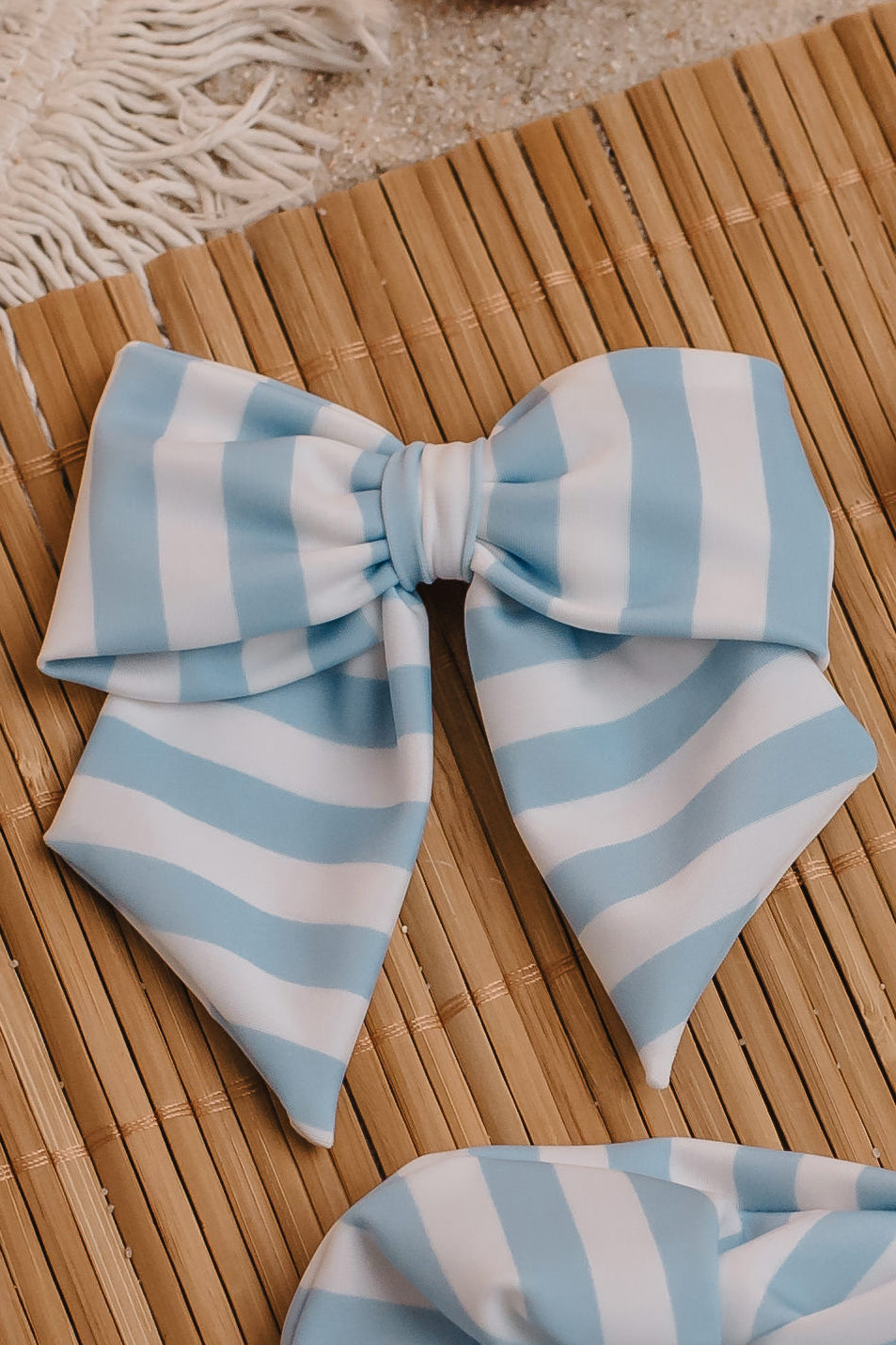 Blue Stripes Hair Bow for Girls - Stylish Hair Accessory for Parties, Weddings & Everyday Wear