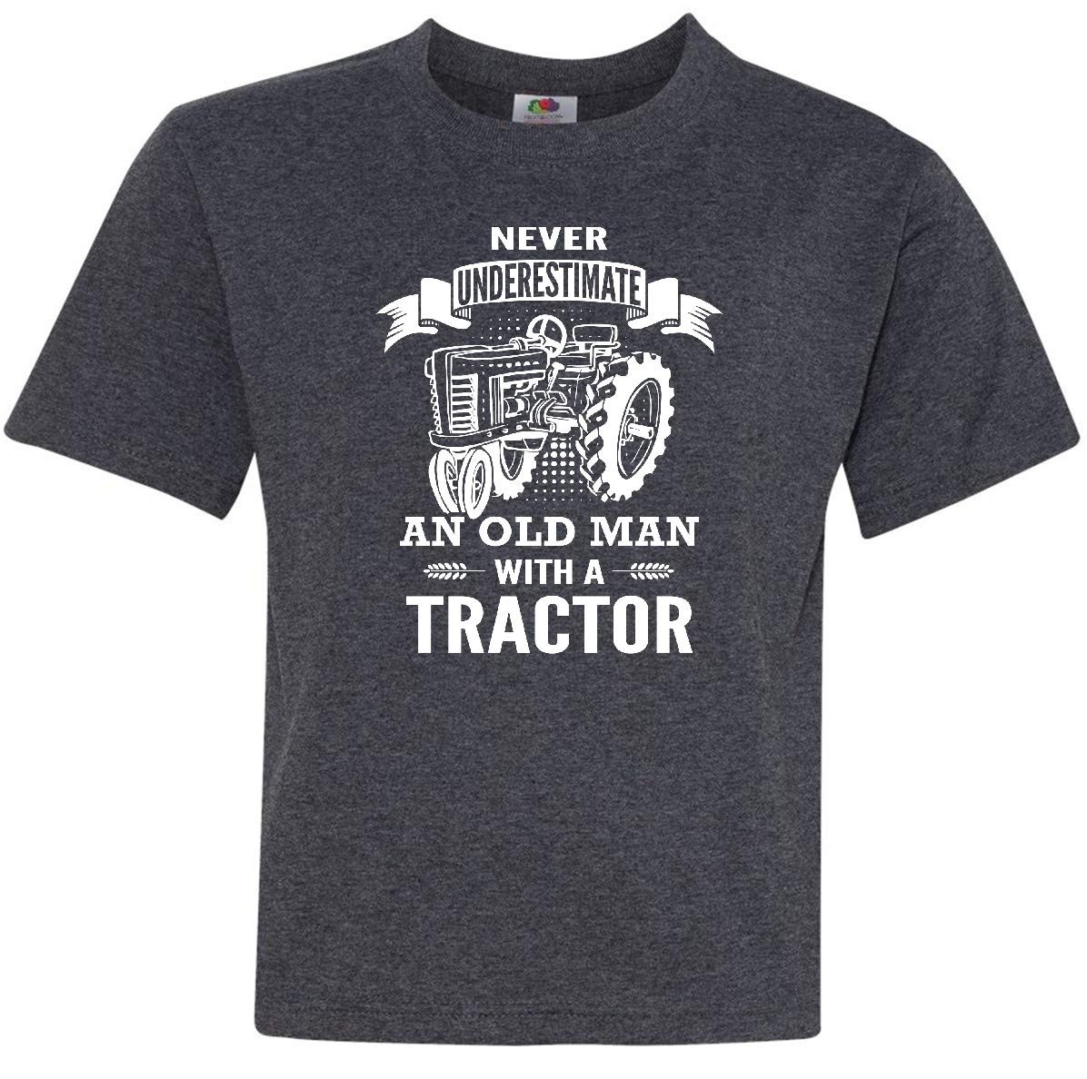 Inktastic Old Man Tractor Youth T-Shirt - Fun Farm & Tractor Graphic Tee for Kids - Perfect for Farm Visits, Country Outfits & Playdates