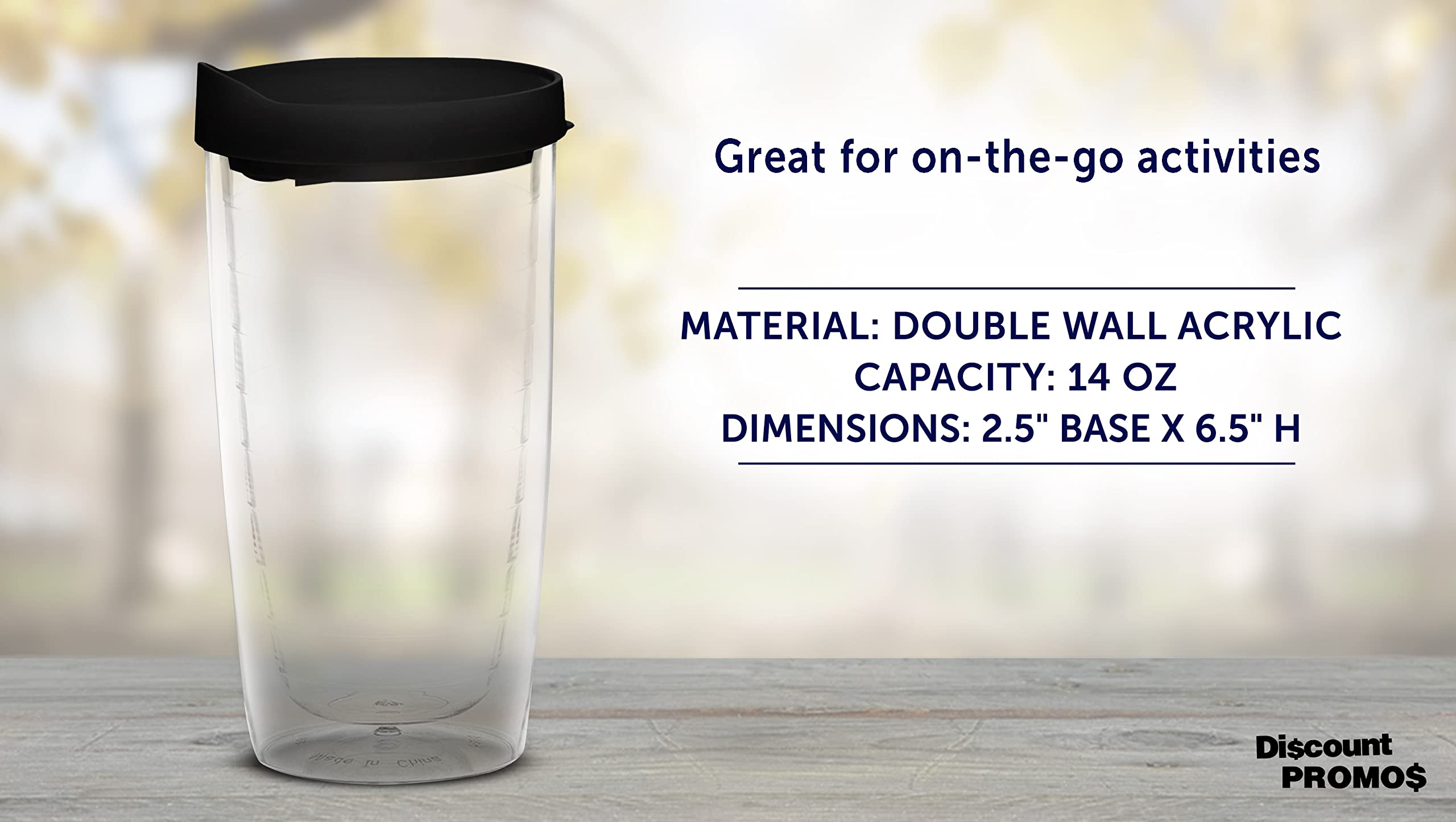 14 oz Double Wall Plastic Tumblers with Slide-Lock Lid - 6 Pack Insulated Travel Coffee Cups (Black) - Perfect for Hot/Cold Drinks On-The-Go, Office, Camping & Road Trips