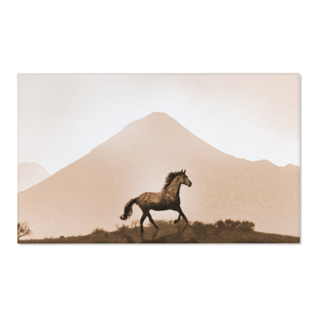 Western Horse Themed Rustic Area Rugs - Handmade Cowboy Decor for Living Room, Bedroom & Ranch Style Homes