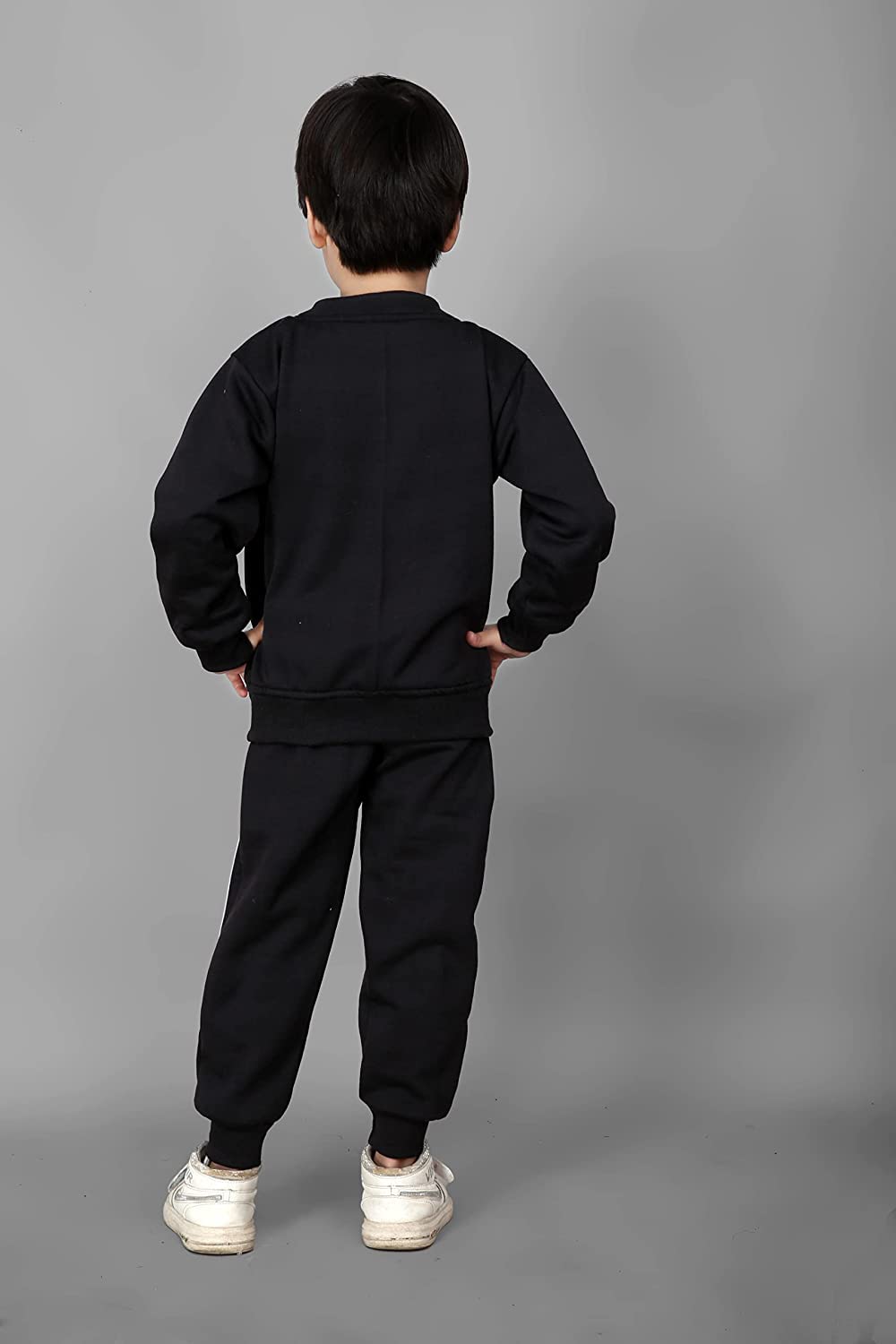 Ameeha Stylish Kids Striped Track Suit for Boys & Girls (8-9 Years) - Black Athletic Outfit for School, Sports & Playtime