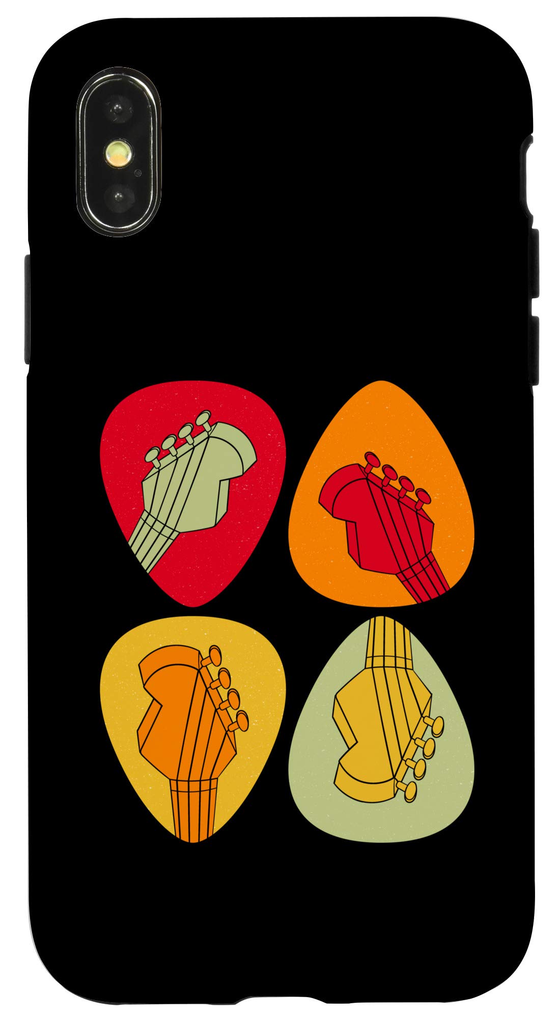 Original iPhone X/XS Retro Guitar Pick Plectrum & Bass Guitar Pick Holder Case - Perfect for Musicians, Collectors & Guitar Enthusiasts (Gift Idea)