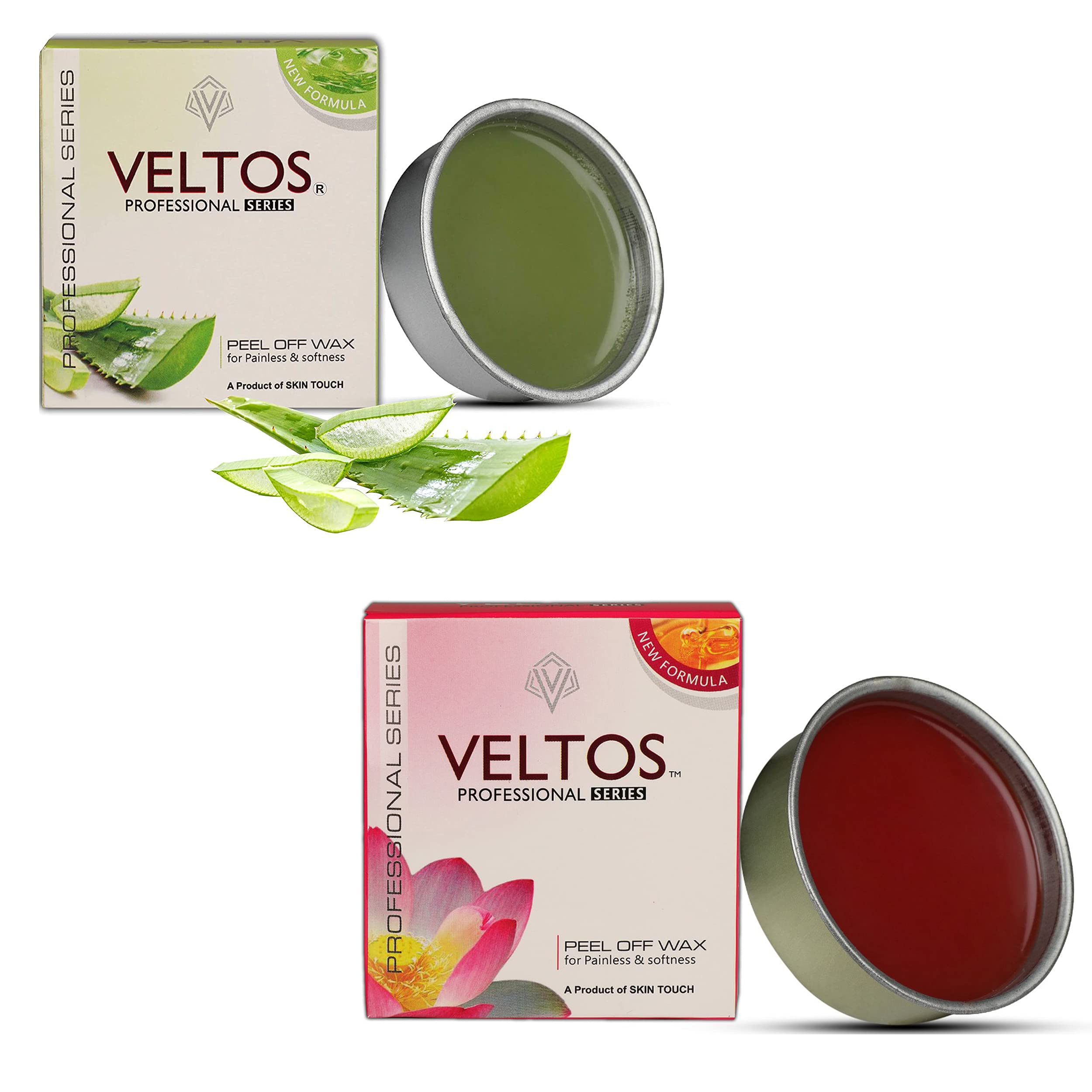 Veltos Professional Aloe Vera & Red Wine Facial Peel Off Wax - 80g for Face, Chin, Upper Lip & Eyebrows - Pack of 2 - Gentle Hair Removal for Smooth Skin at Home or Salon