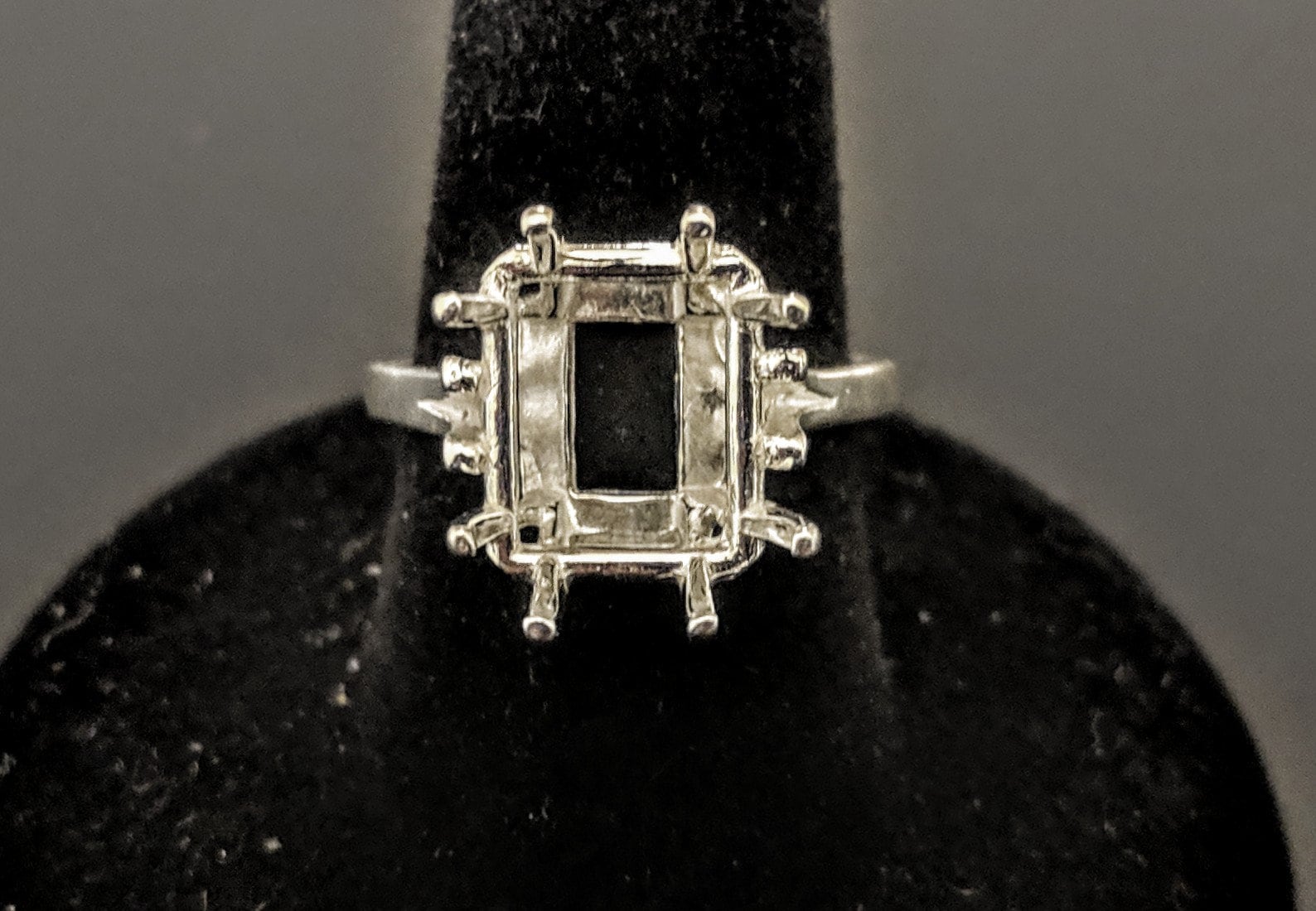 Solid Sterling Silver or 14kt Gold Emerald Cut Pre-Notched Blank Ring Setting - Size 7 (12x10mm or 16x12mm) - Perfect for Engagement Rings, Wedding Bands & Jewelry Making
