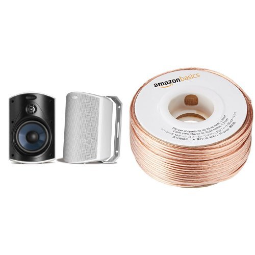 Polk Audio Atrium 4 Outdoor Speakers - Weatherproof White Stereo Pair with 16-Gauge Speaker Wire for Patio, Garden & Backyard Entertainment