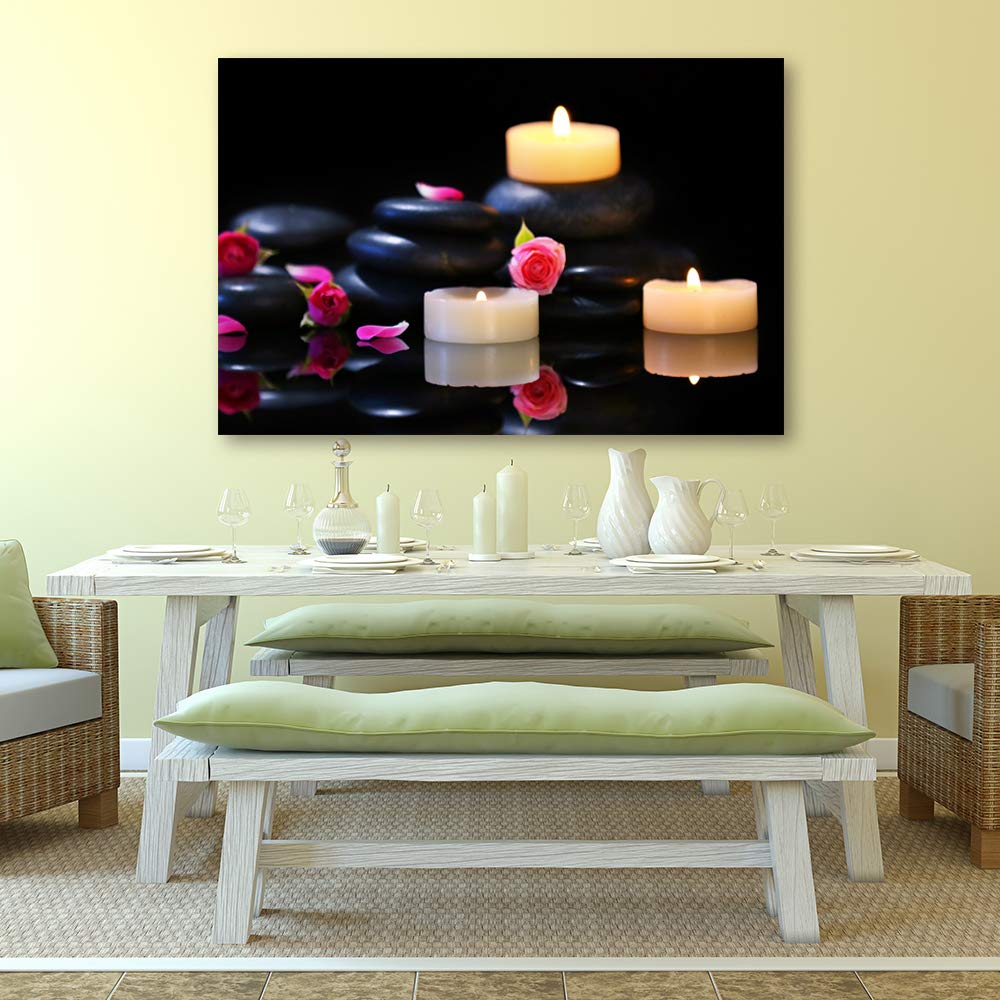 IDEA4WALL Christmas Candles Canvas Wall Art - 32x48 Inch Framed Home Decor Painting for Living Room, Bedroom & Holiday Celebration