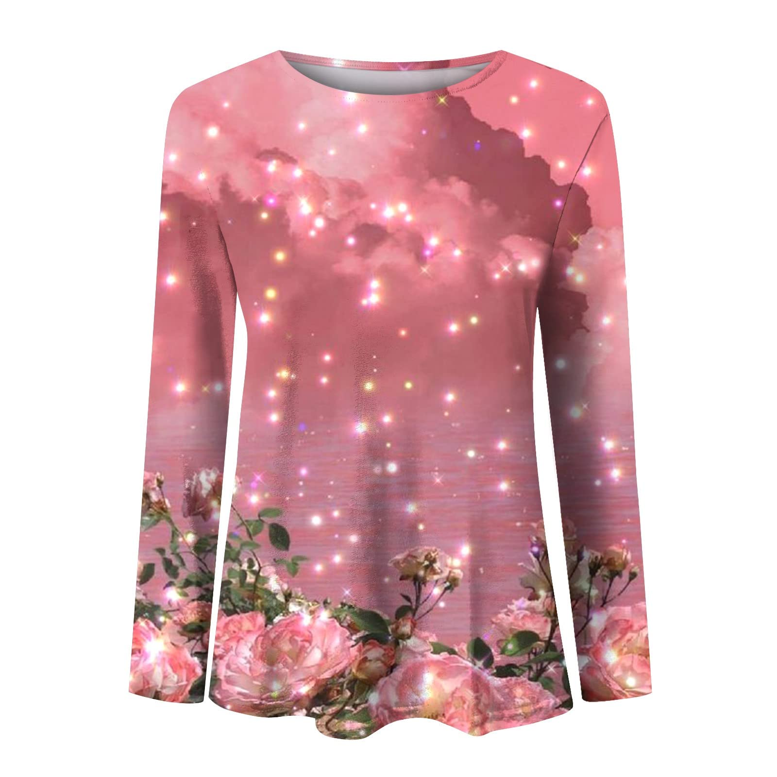 YuyuTangFu Women's Plus Size Loose Fit Printed T-Shirts - Casual Long Sleeve Shirts for Autumn & Winter | Perfect for Everyday Wear, Office Outfits and Weekend Relaxation