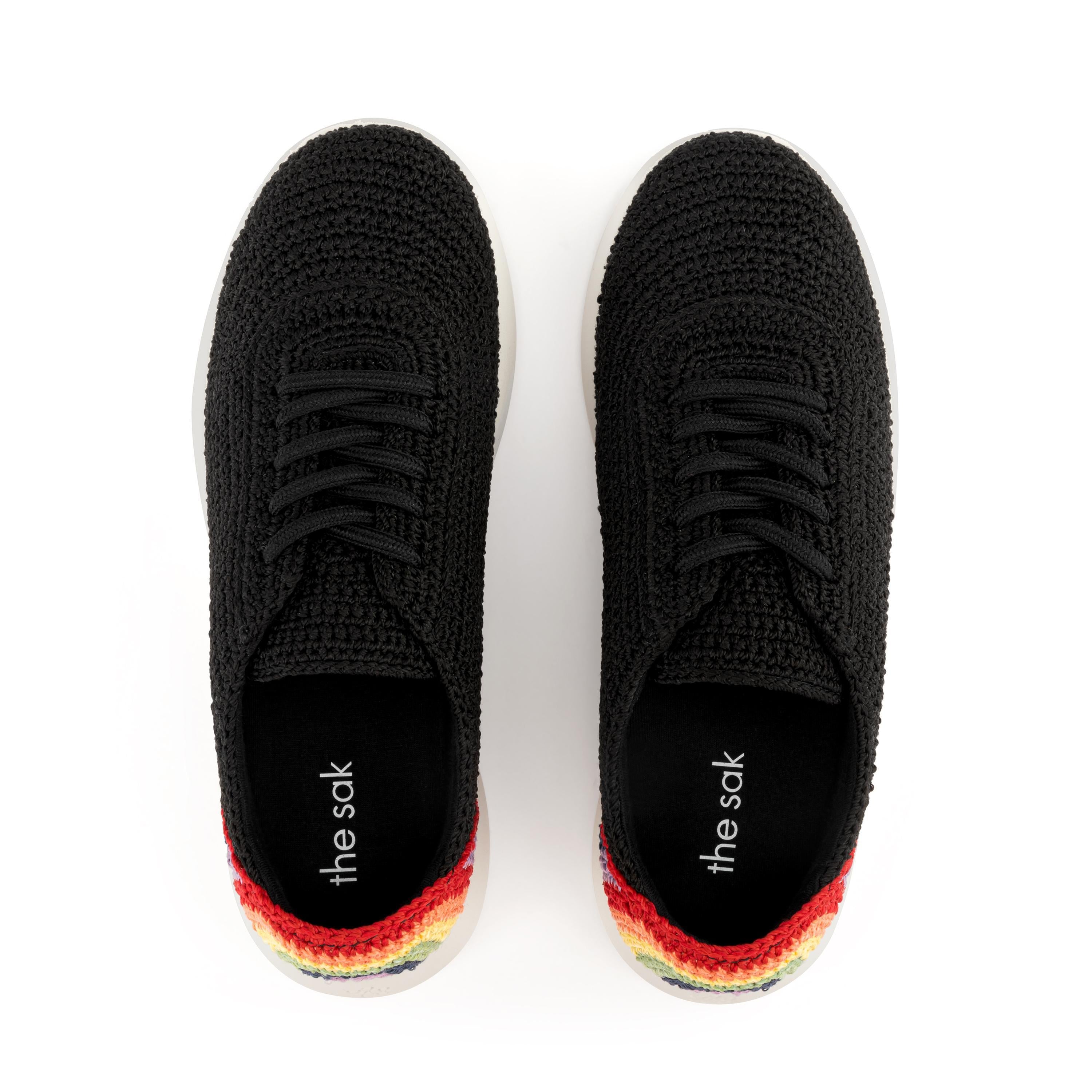 Asha Sneakers - Hand Crochet Women's Casual Shoes in Black Rainbow Colors | Perfect for Summer, Beach, and Boho Fashion Outfits