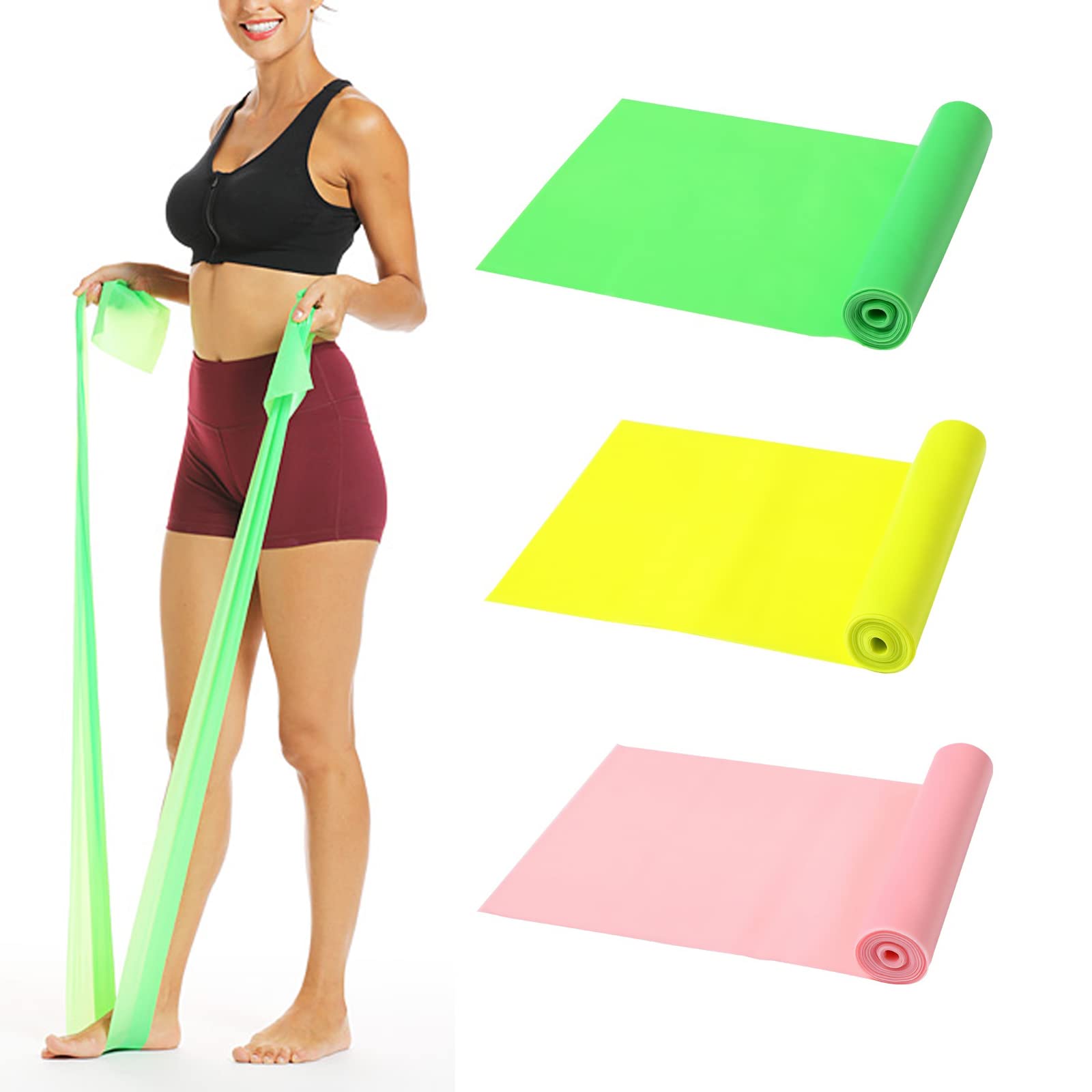 Aiyuda 3-Pack Resistance Bands Set - 5ft Long Elastic Exercise Bands for Physical Therapy, Rehabilitation, Yoga, Pilates & Strength Training - Perfect for Home Workouts, Gym & Outdoor Fitness (Ideal for Stretching, Muscle Recovery & Full-Body Toning)