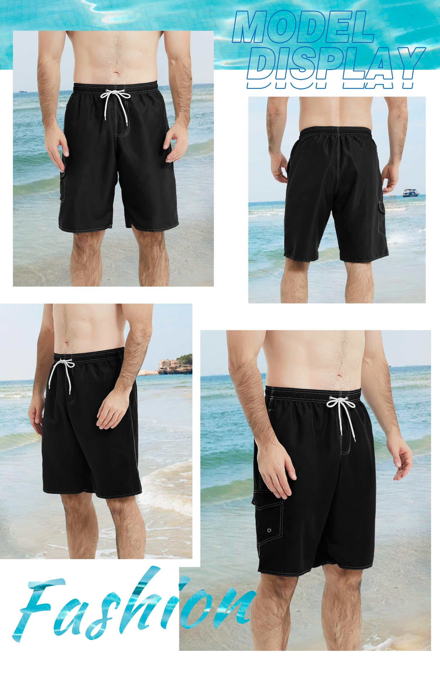 **Landisun Men's Quick Dry Swim Trunks with Mesh Lining - Comfortable Board Shorts for Swimming, Beach & Pool Activities**
