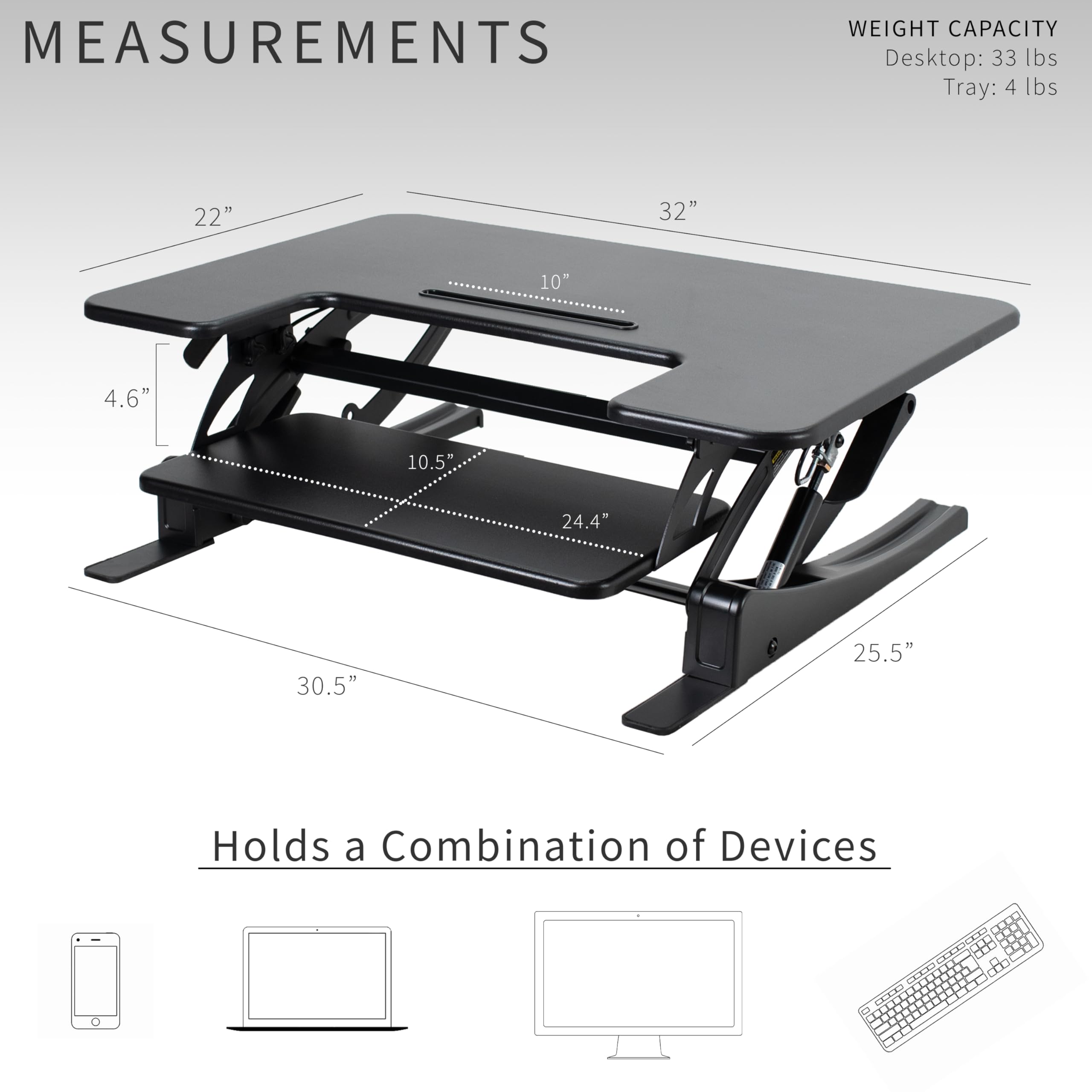 VIVO V Series 32 Inch Height Adjustable Stand Up Desk Converter - Quick Sit to Stand Tabletop Dual Monitor Riser Workstation (Black, DESK-V000VS) for Home Office, Gaming & Workspace Ergonomics