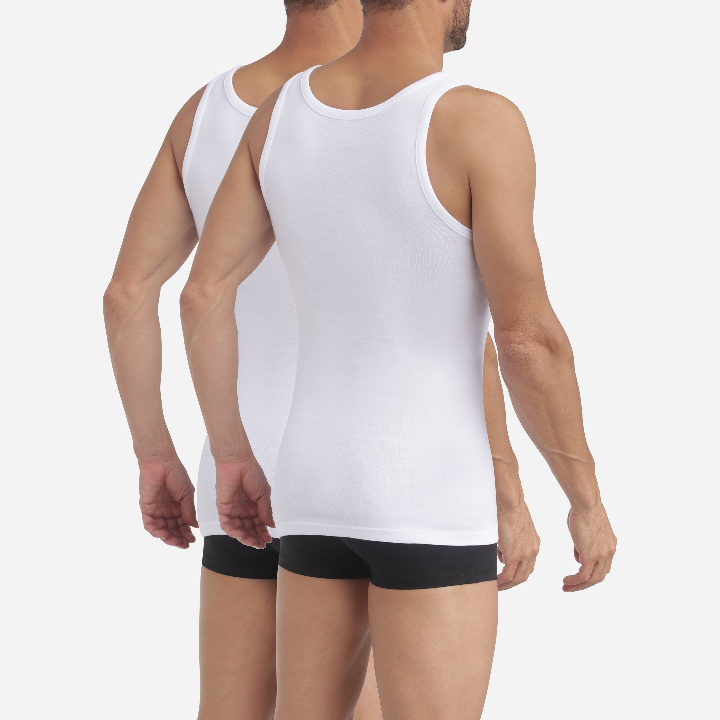 2 Pack Men's White Cotton Tank Tops - Eco-Friendly & Breathable for Gym, Workout, and Casual Wear