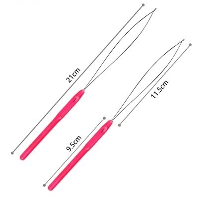 RED KARTZ Hair Extension Pulling Needle - Plastic Loop Threader for Micro Beads (6-Piece Set) | Perfect for Hair Extensions, Weaves & Braiding