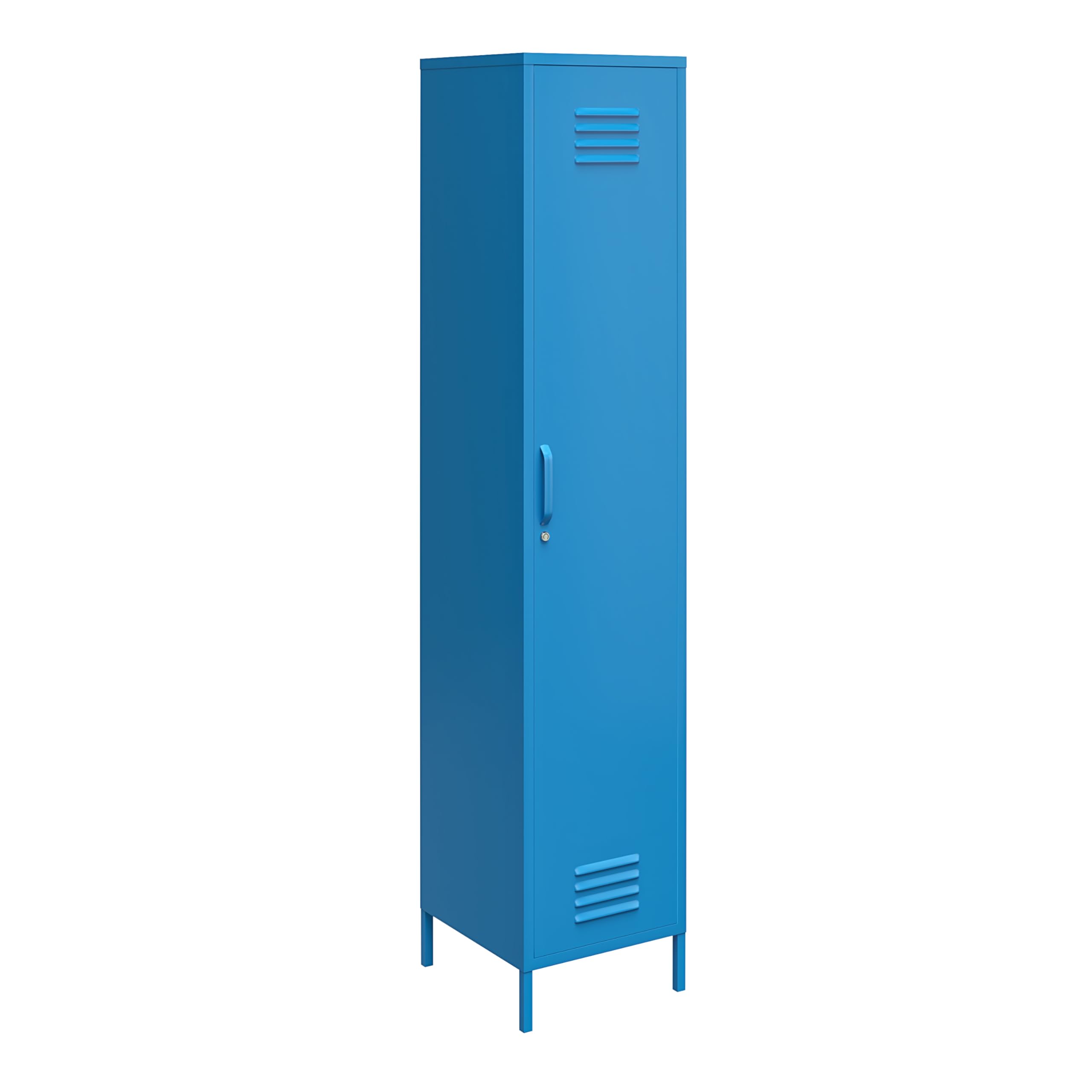 Novogratz Cache Single Metal Locker Storage Cabinet - Blue | Vintage Style Locker for Bedroom, Dorm, Office & Entryway Organization | Durable Steel Storage with Adjustable Shelves