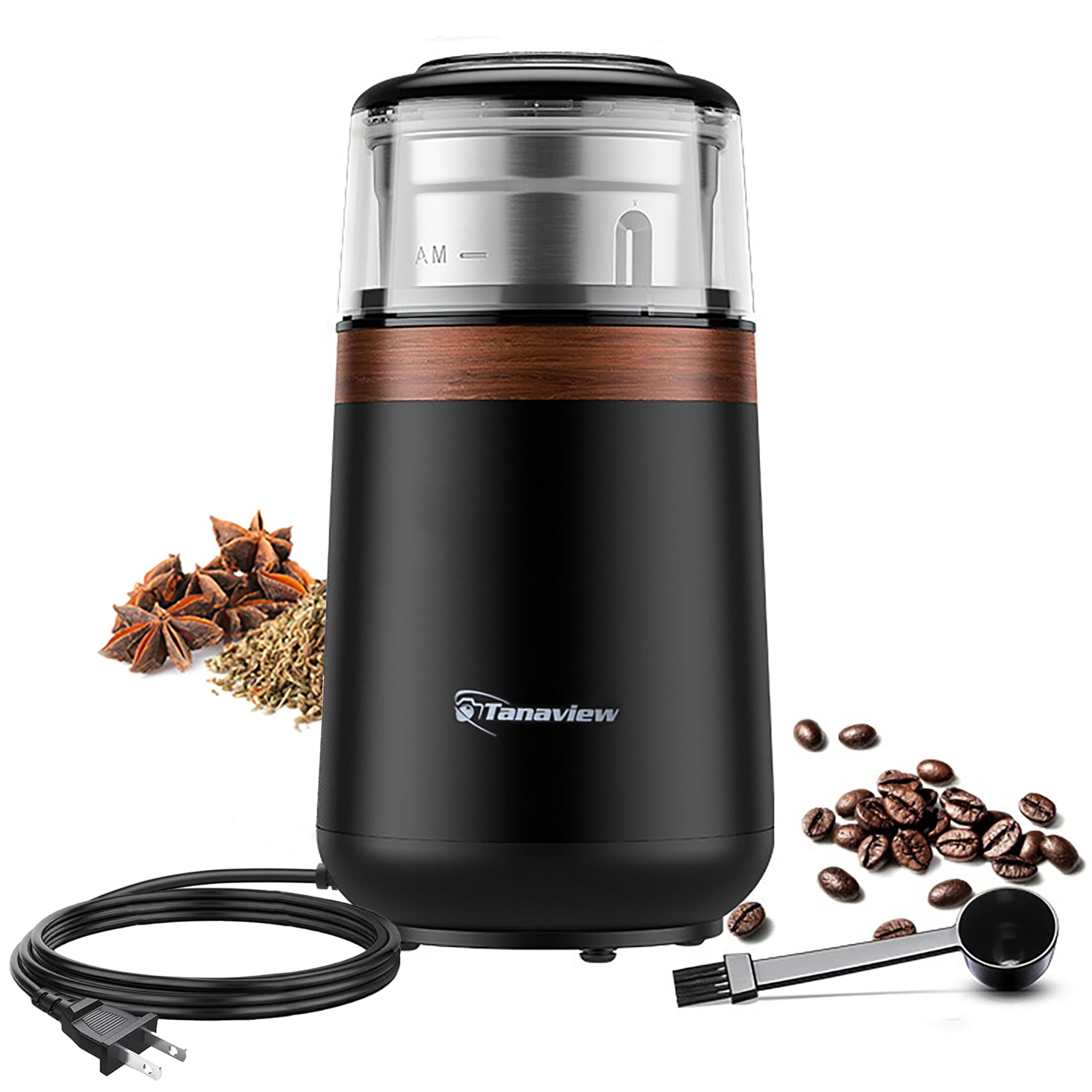 Premium Electric Coffee Grinder for Beans, Spices & Herbs - 150W Stainless Steel Blades with Removable Bowl - Grinds Up to 2.5oz/70g - Perfect for Fresh Coffee, Baking & Kitchen Use - Makes 12 Cups