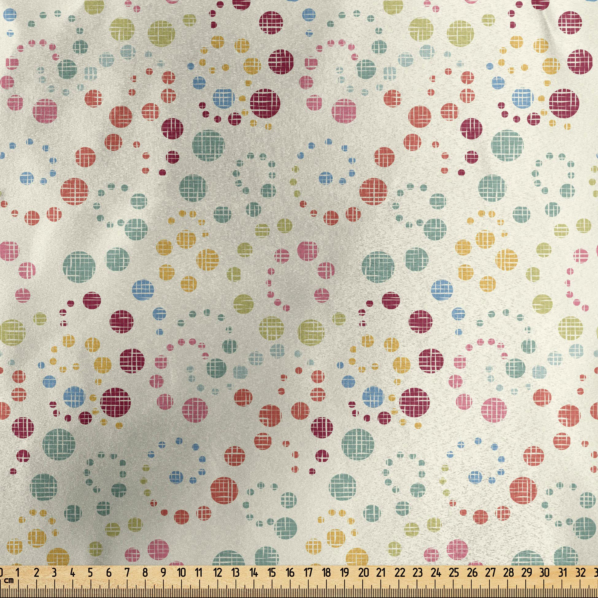 Ambesonne Modern Art Fabric by The Yard - Grunge Polka Dots Retro Print Satin Fabric for Home Decor, DIY Crafts & Upholstery | Perfect for Curtains, Pillows, Table Runners & Wall Hangings