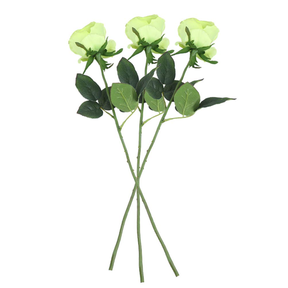 Cabilock 3pcs Artificial Silk Rose Bouquet - Realistic Fake Flower Stems for Wedding Centerpieces, Home Decor, Party Floral Arrangements - Perfect for Table Decorations, Bridal Showers, and Romantic Events