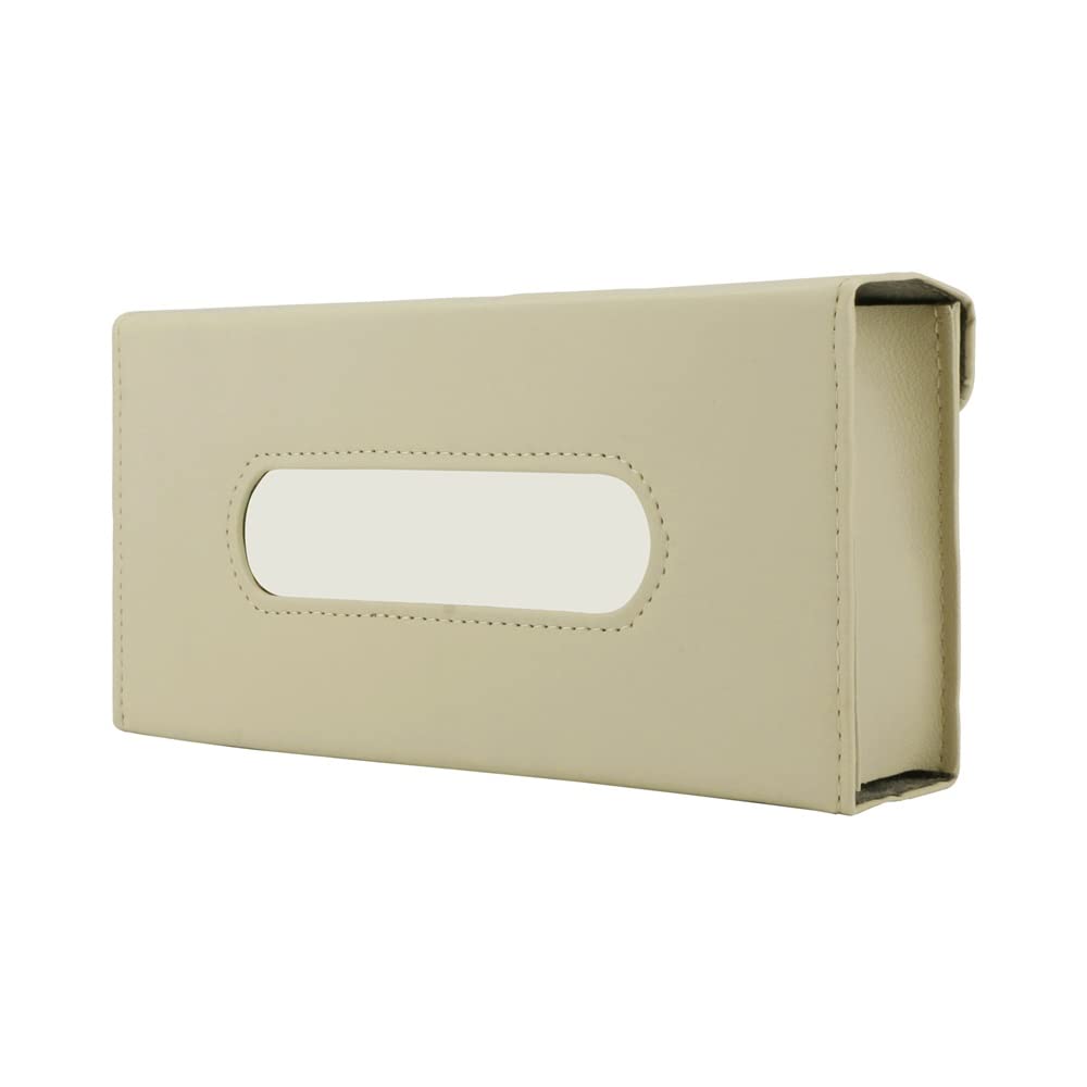 Large Beige Car Visor Tissue Holder & Organizer - Mask Dispenser, Napkin Box for Car - Durable Car Accessories for Road Trips & Daily Commute
