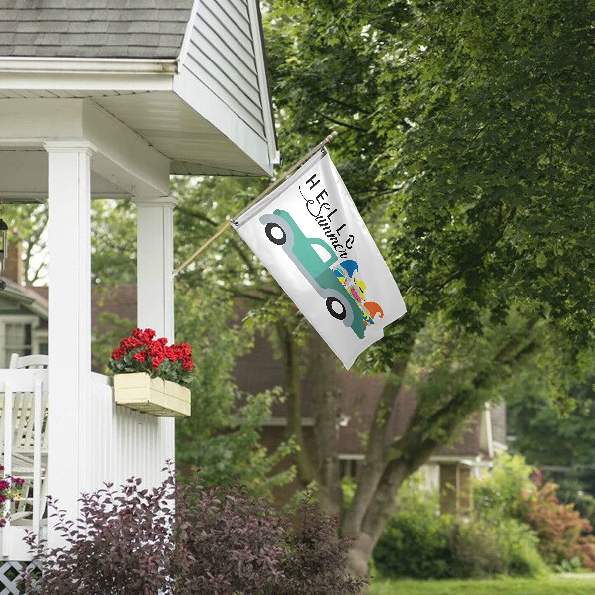Hello Summer Gnomes Flag 2x3 Feet - Double Stitched Windproof Garden Flag with Brass Grommets for Outdoor Decor, Yard, Boat & Patio - Perfect for Summer Parties, Backyard BBQs & Seasonal Home Decoration