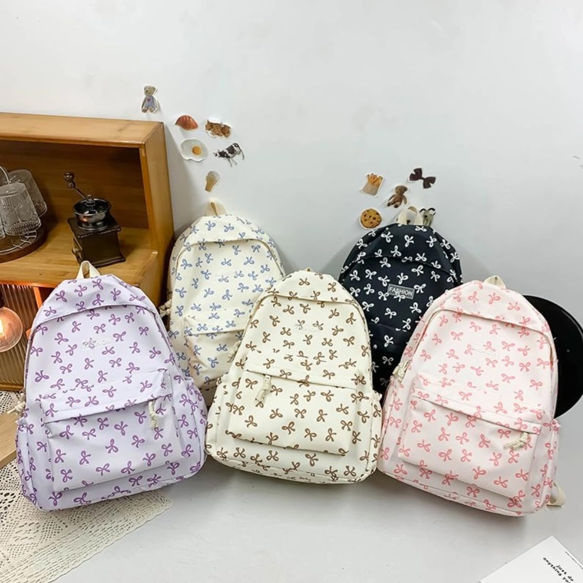 Kawaii Japanese Bow Backpack - Large Capacity Laptop Bag for Women & Teens, Cute Aesthetic Pink School Backpack with Accessories | Perfect for College, Travel, Work & Everyday Use