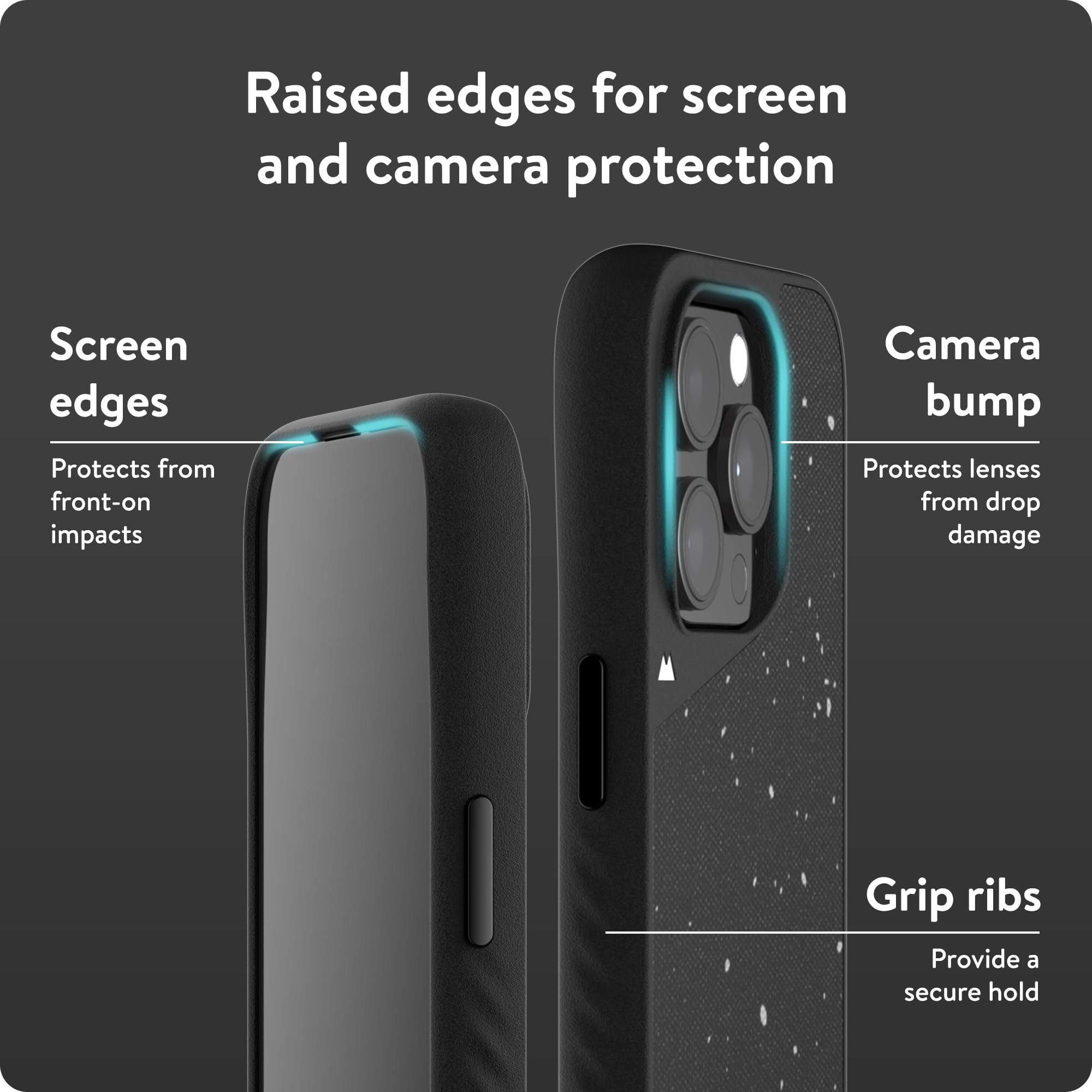 Mous iPhone 15 Pro Max Case - MagSafe Compatible Limitless 5.0 - Speckled Black Fabric Protective Cover - Slim Durable Phone Case for iPhone 15 Pro Max - Perfect for Everyday Use, Travel & Outdoor Activities