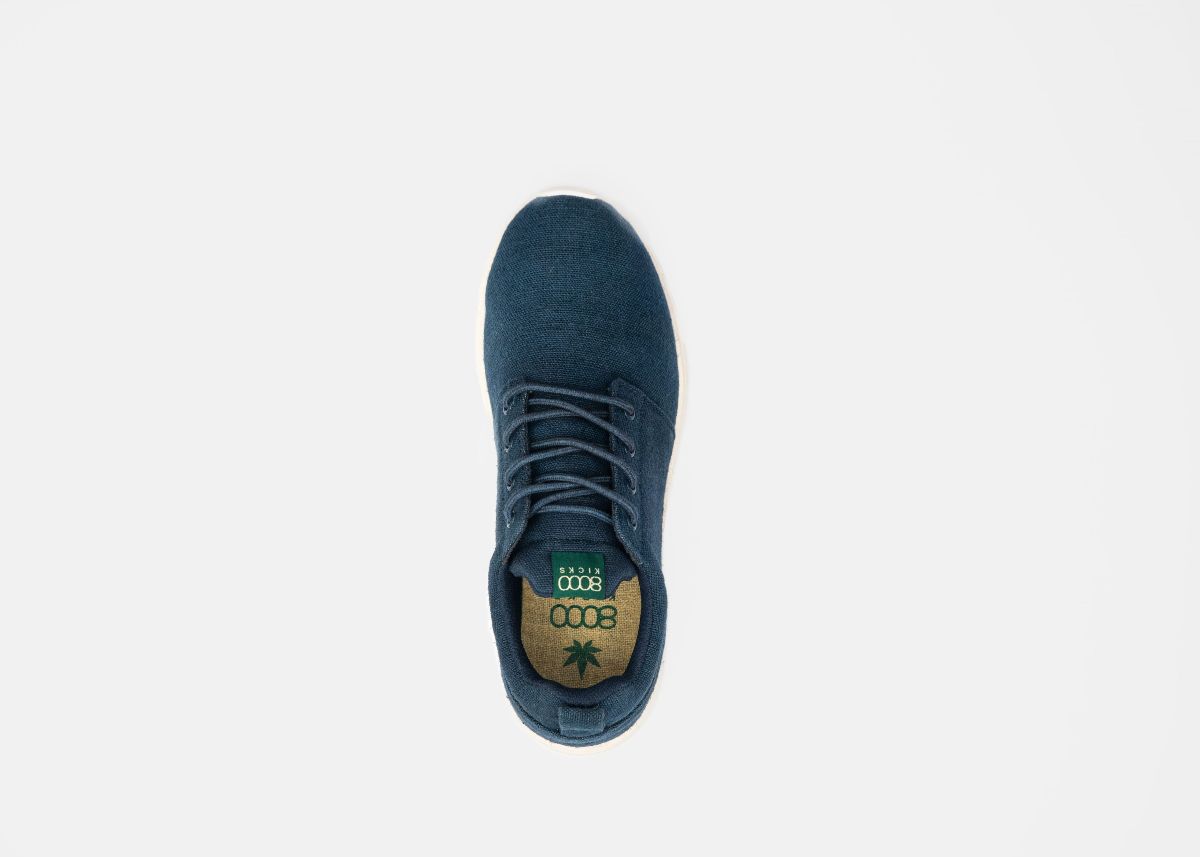 8000kicks Explorer V2 Navy Hemp Sneakers - Eco-Friendly Men's Running Shoes for Outdoor Adventures & Casual Wear