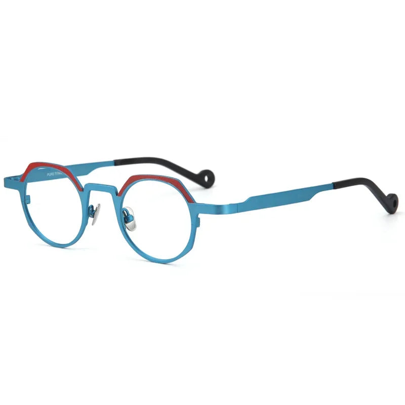 Unisex Full Rim Flat Top Round Titanium Eyeglasses 47759 - Lightweight Durable Frame for Men & Women - Perfect for Reading, Work, and Everyday Fashion